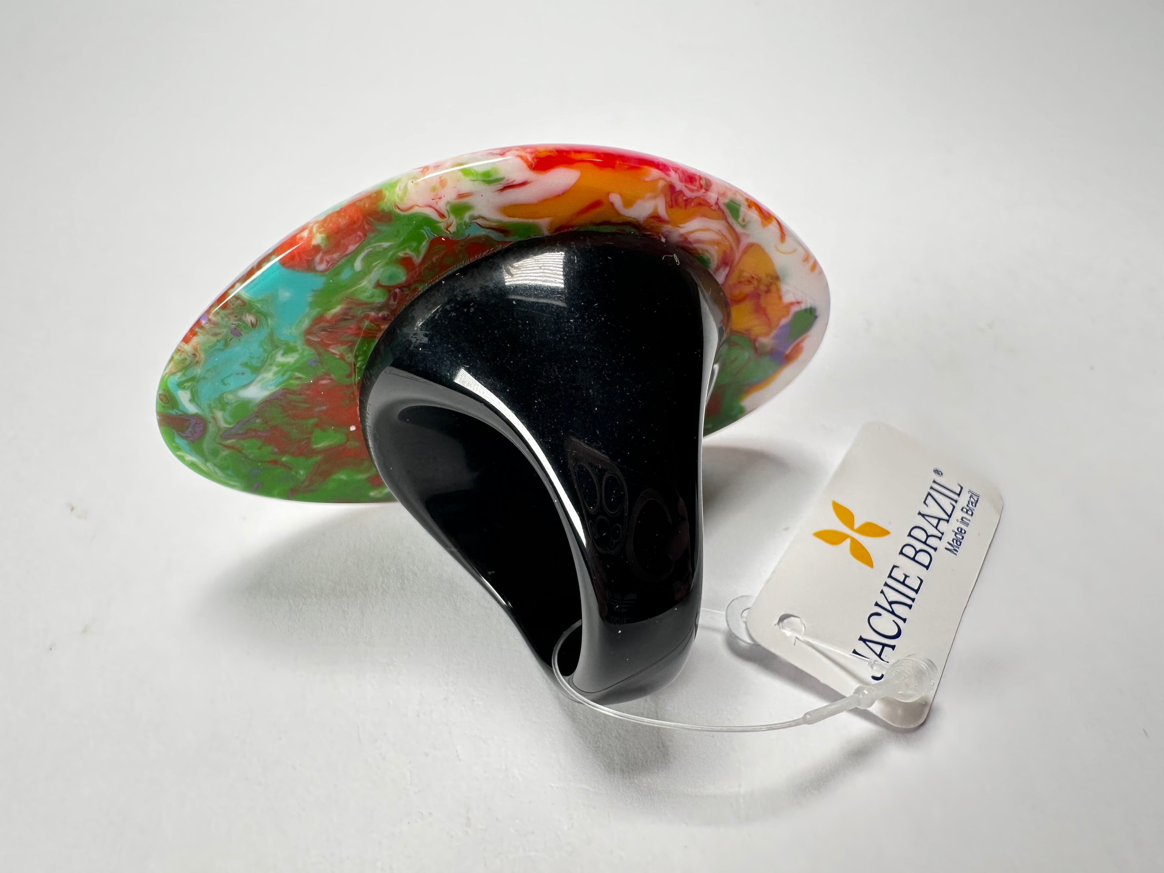 Jackie Brazil "Large Riverstone" Kandinsky Flat Oval Ring ( R3625 ) Size UK- Z+2 / US- 13.5