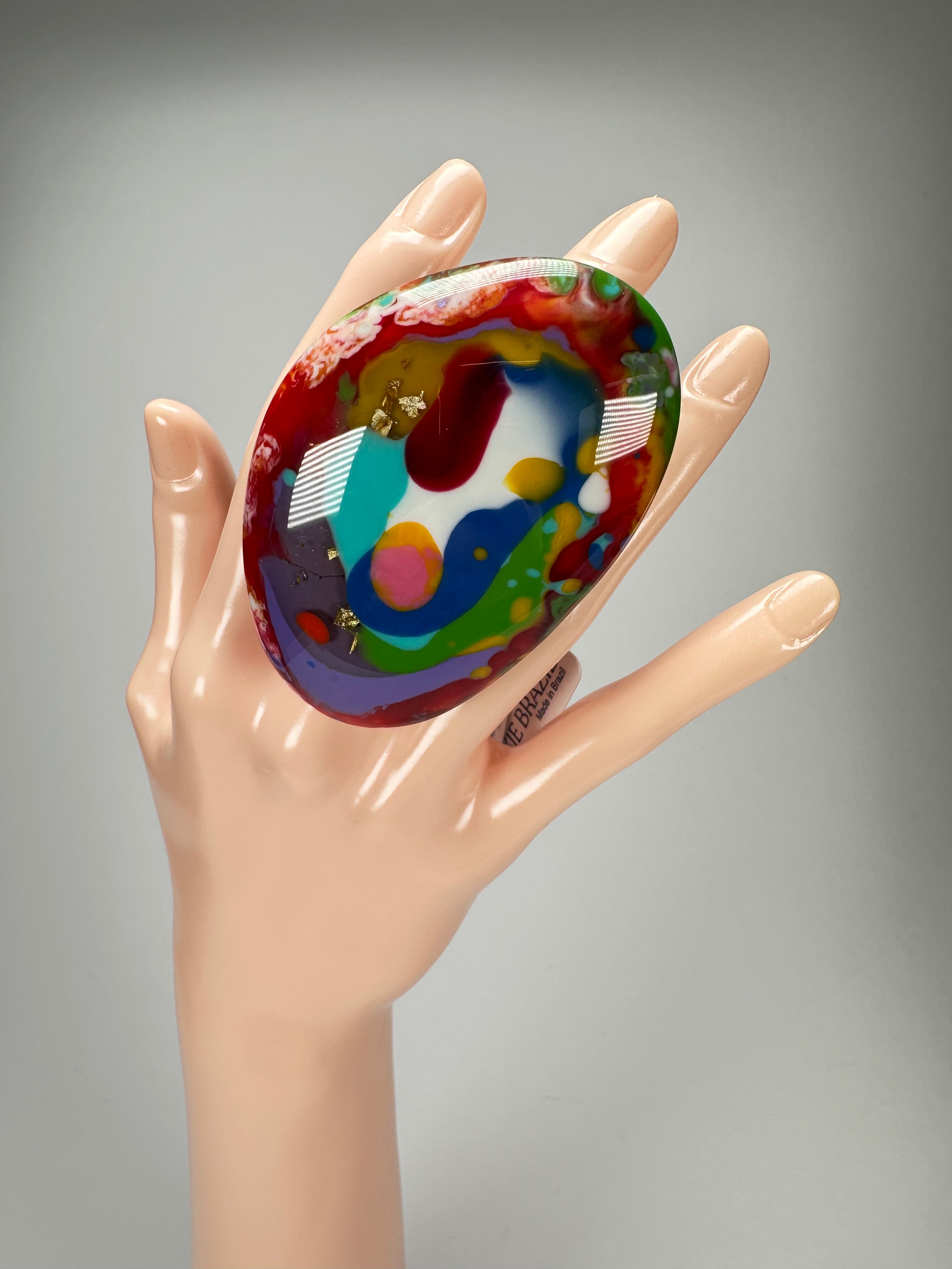 Jackie Brazil "Large Riverstone" Kandinsky Flat Oval Ring ( R3625 ) Size UK- Z+2 / US- 13.5