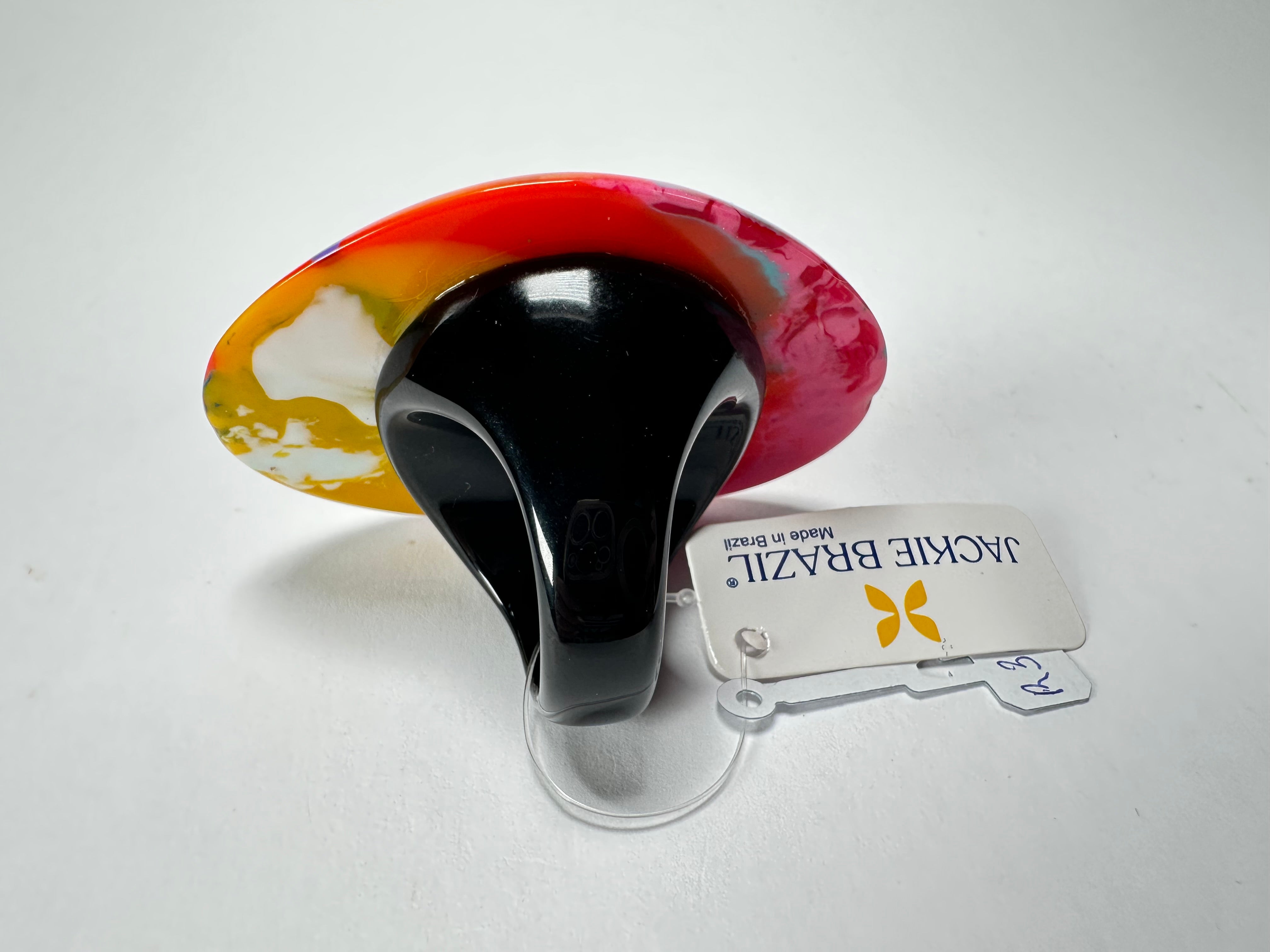 Jackie Brazil "Large Riverstone" Kandinsky Flat Oval Ring ( R3625 ) Size UK- Z+2 / US- 13.5