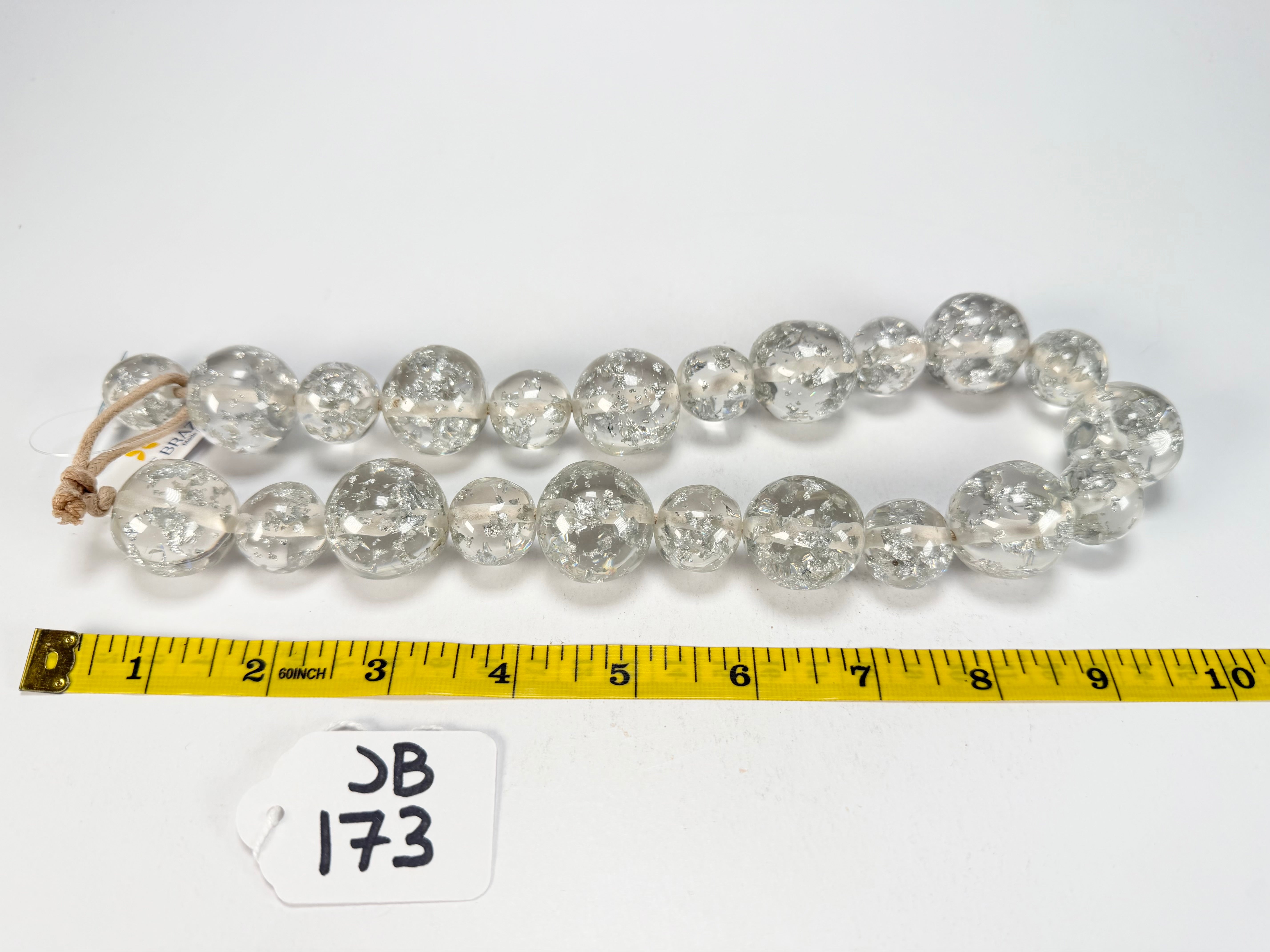 Jackie Brazil "Large spheres"  Short Abstract Silver Flakes Necklace 50cm ( N2692 )