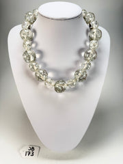 Jackie Brazil "Large spheres"  Short Abstract Silver Flakes Necklace 50cm ( N2692 )