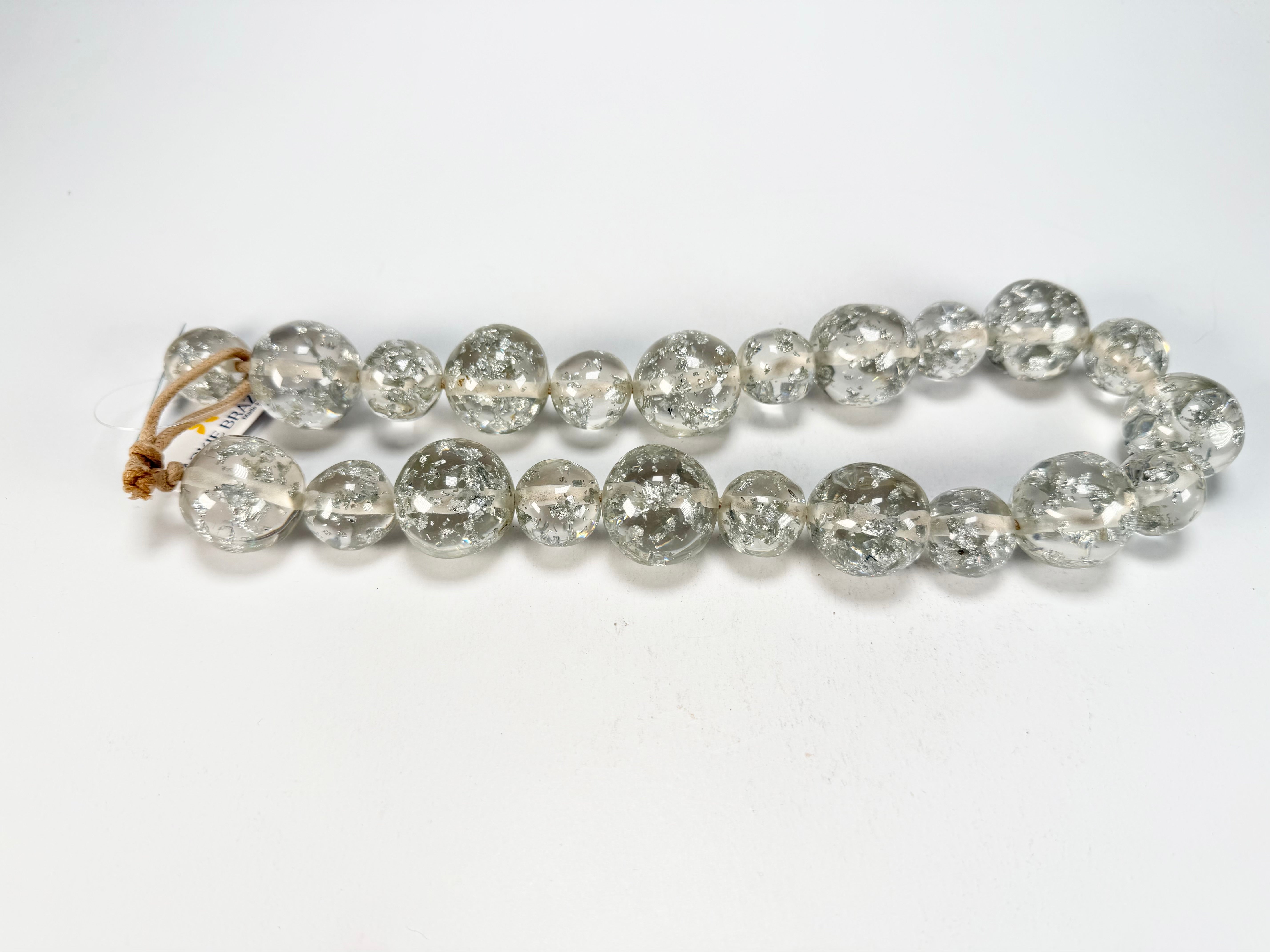 Jackie Brazil "Large spheres"  Short Abstract Silver Flakes Necklace 50cm ( N2692 )