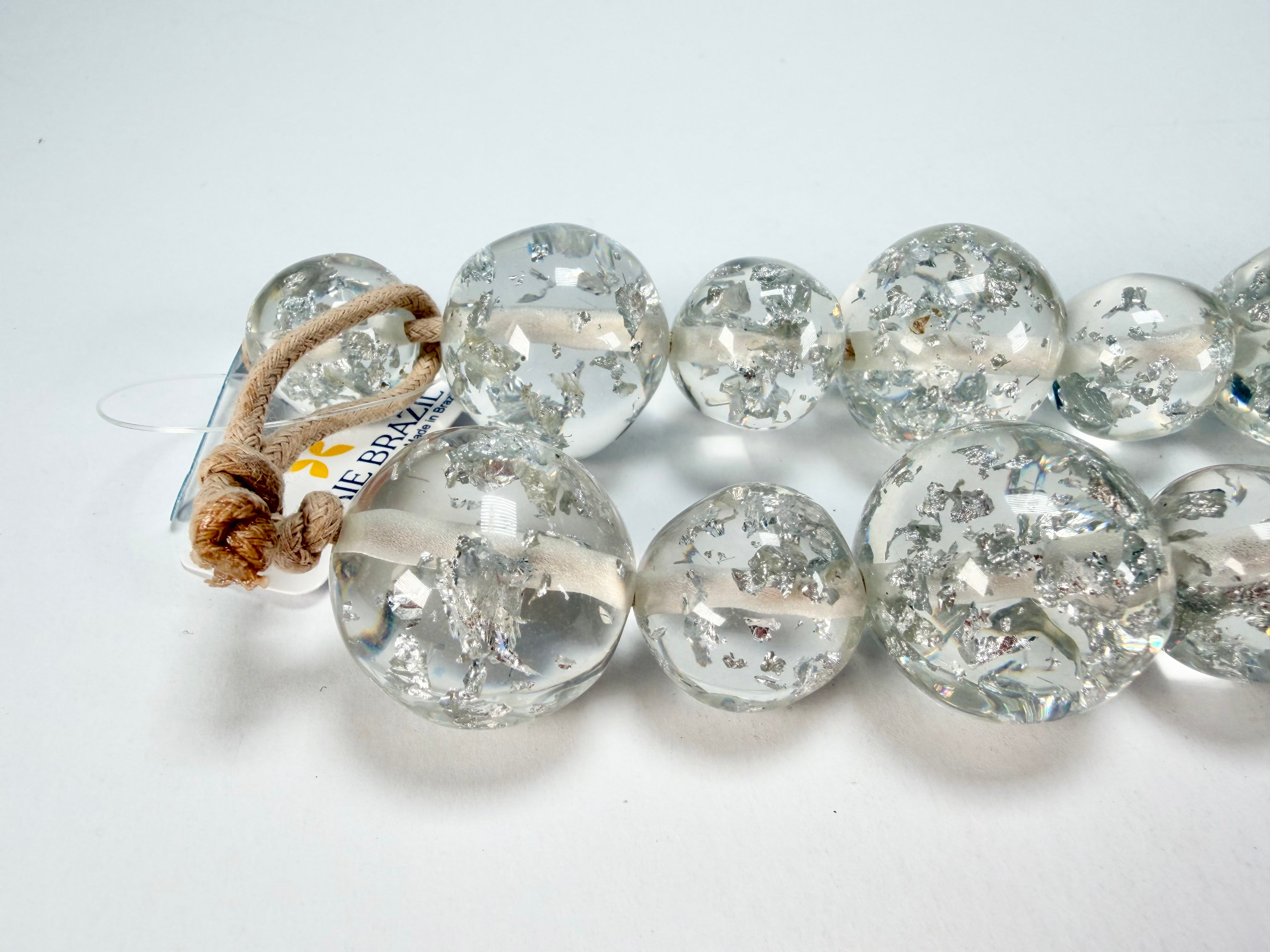 Jackie Brazil "Large spheres"  Short Abstract Silver Flakes Necklace 50cm ( N2692 )