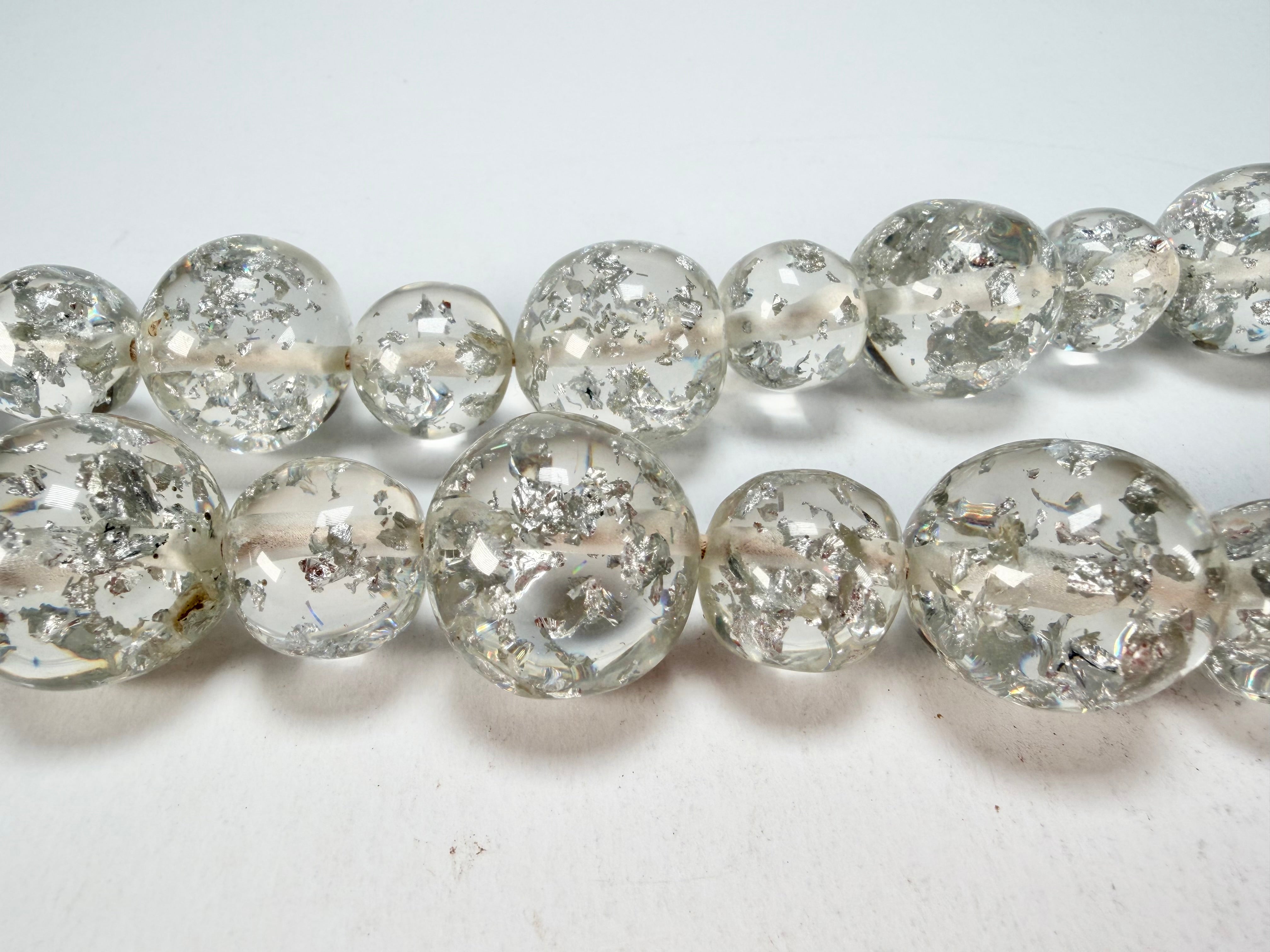Jackie Brazil "Large spheres"  Short Abstract Silver Flakes Necklace 50cm ( N2692 )