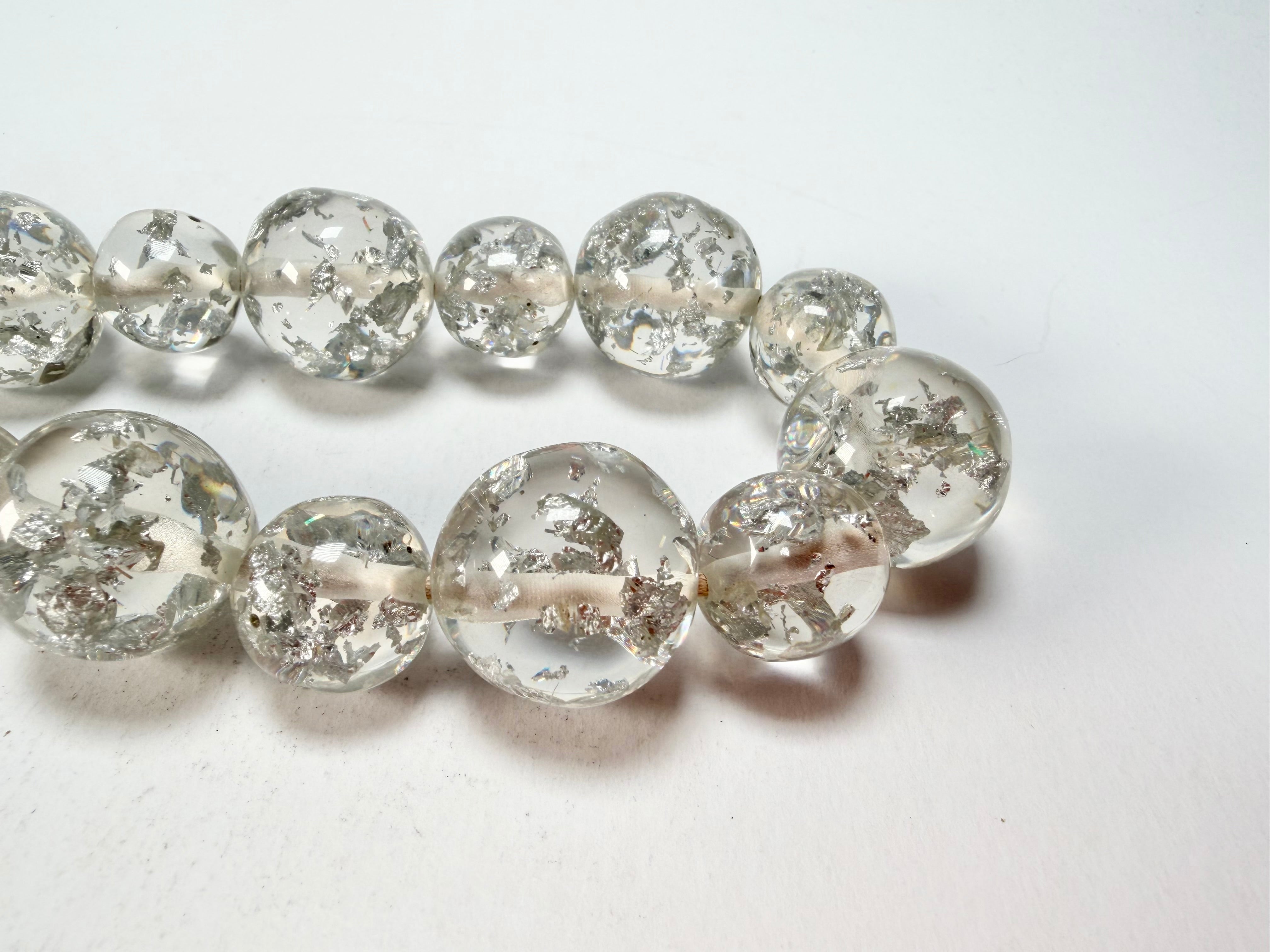 Jackie Brazil "Large spheres"  Short Abstract Silver Flakes Necklace 50cm ( N2692 )