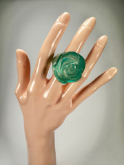 Jackie Brazil "Rose" Light Blue Resin Rose Ring ( R0585 ) Size UK P / US 7.5