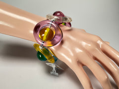 Jackie Brazil "Saturn" Transparent Disc & Ball Elastic Bracelet ( B0052 )