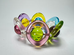 Jackie Brazil "Saturn" Transparent Disc & Ball Elastic Bracelet ( B0052 )