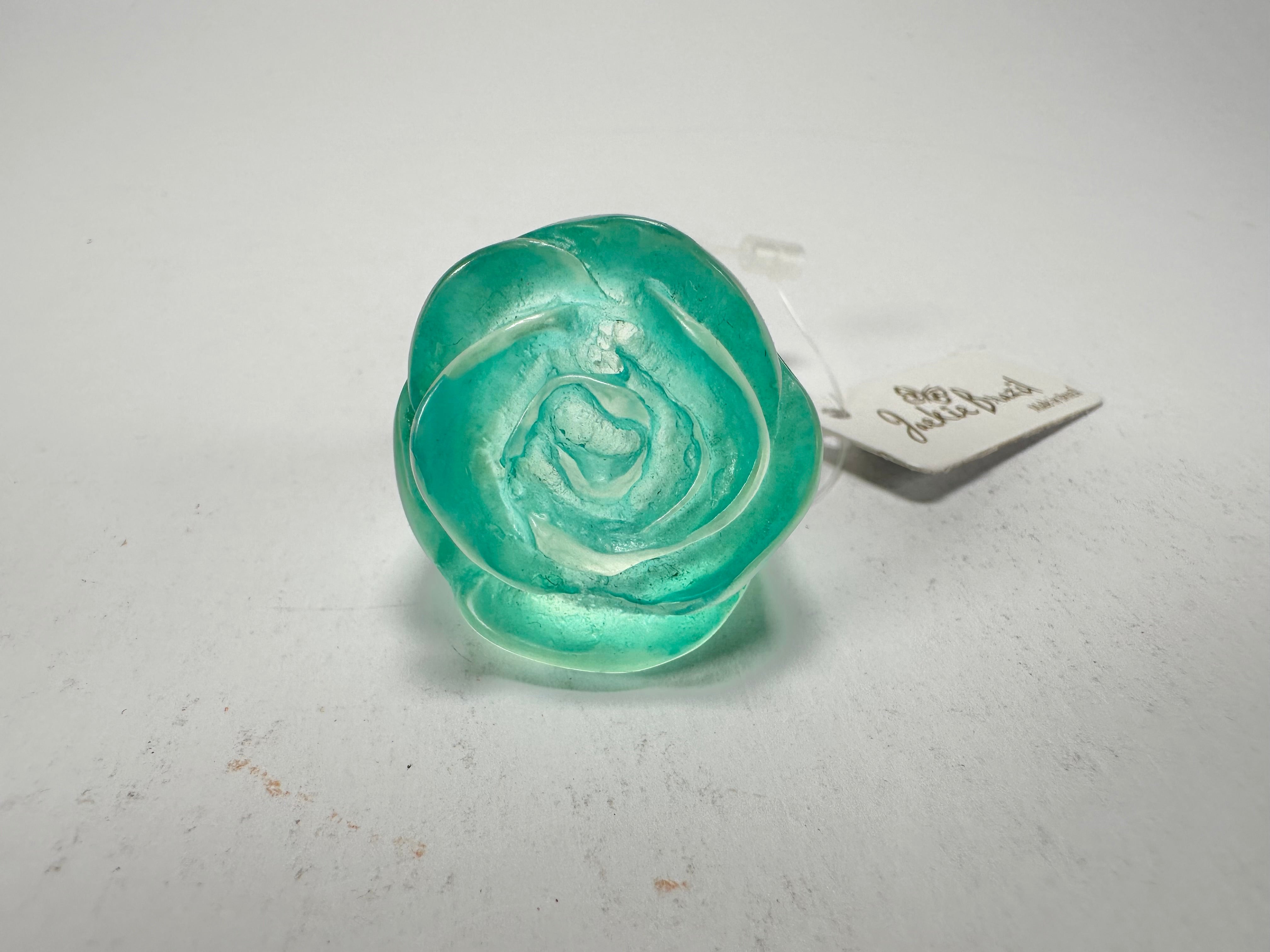 Jackie Brazil "Rose" Light Blue Resin Rose Ring ( R0585 ) Size UK P / US 7.5