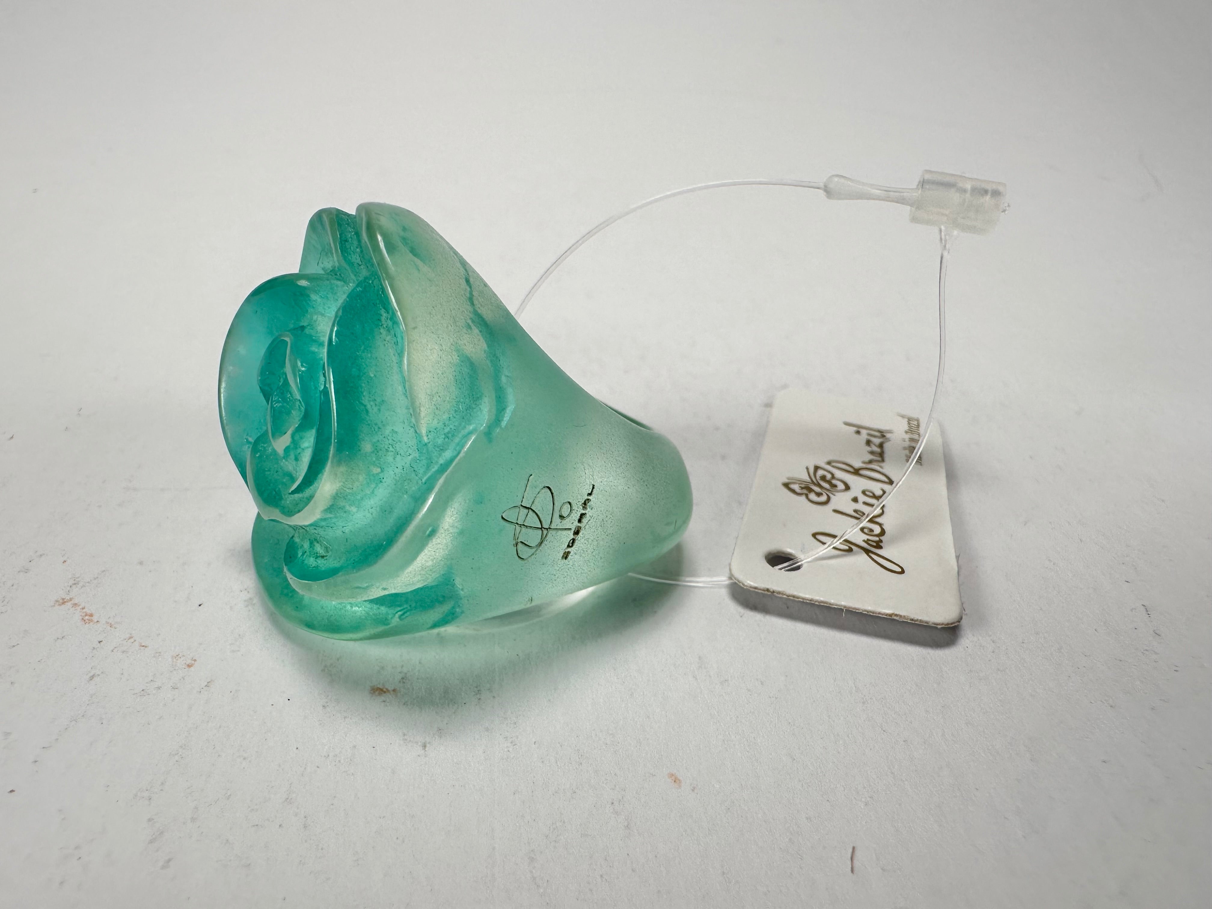 Jackie Brazil "Rose" Light Blue Resin Rose Ring ( R0585 ) Size UK P / US 7.5