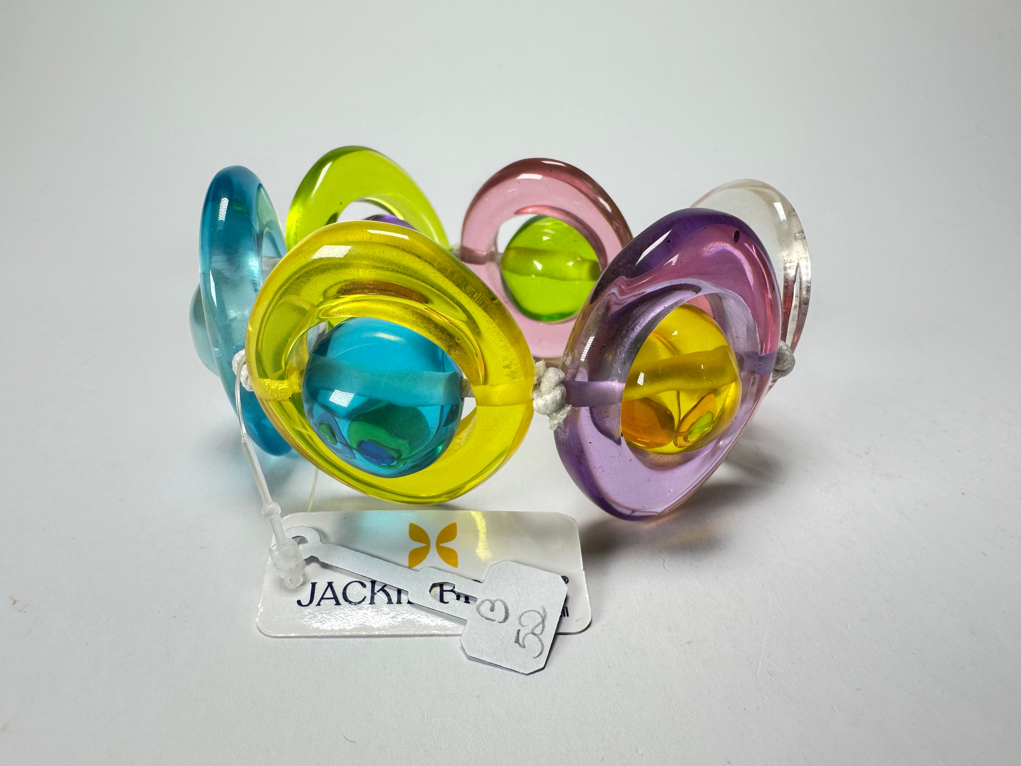 Jackie Brazil "Saturn" Transparent Disc & Ball Elastic Bracelet ( B0052 )