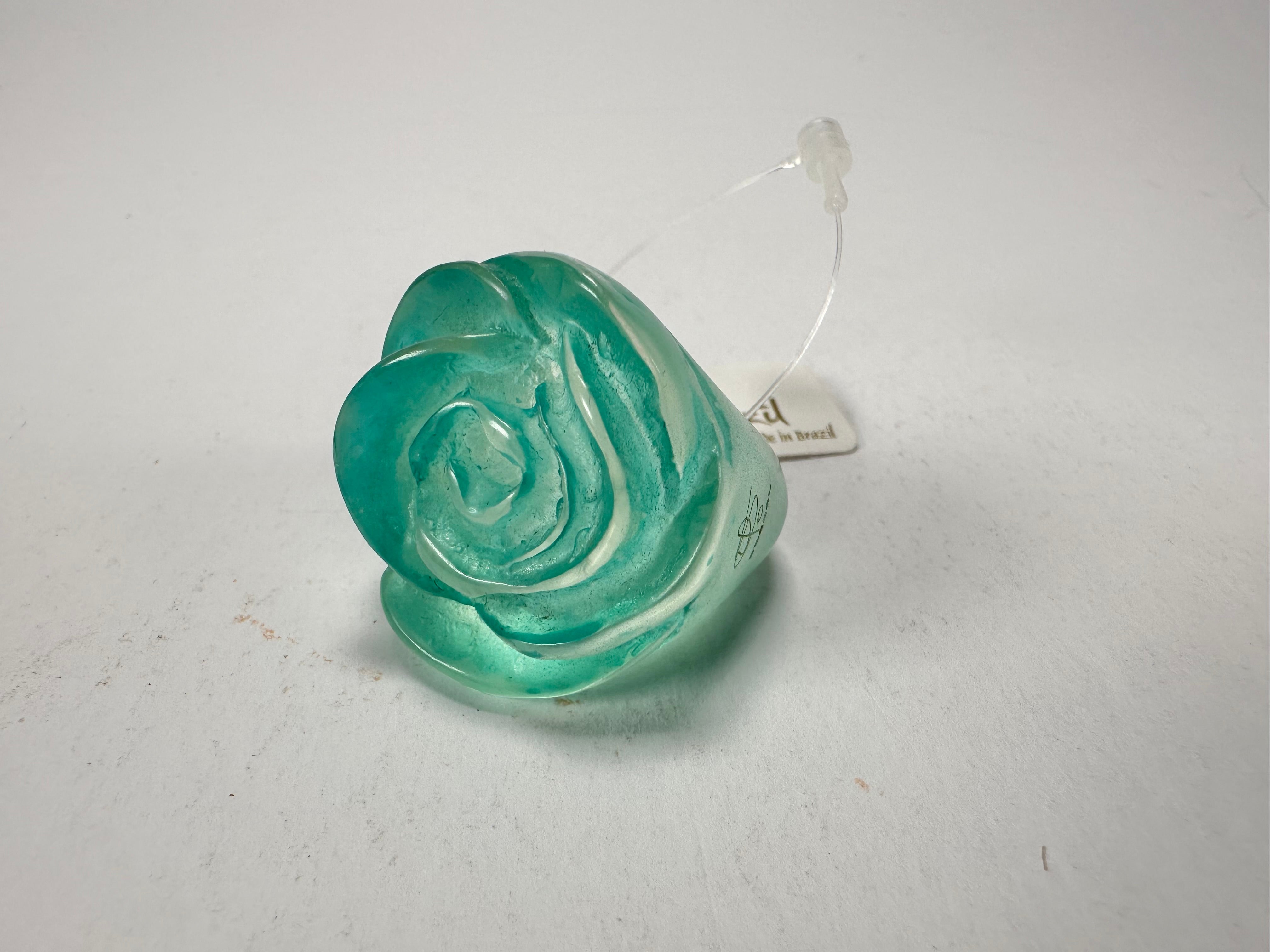 Jackie Brazil "Rose" Light Blue Resin Rose Ring ( R0585 ) Size UK P / US 7.5
