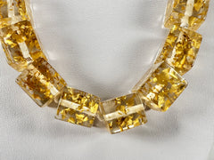 Jackie Brazil "POP" Gold Flakes Liquorice Small Cubes 65cm Necklace ( N0046 )