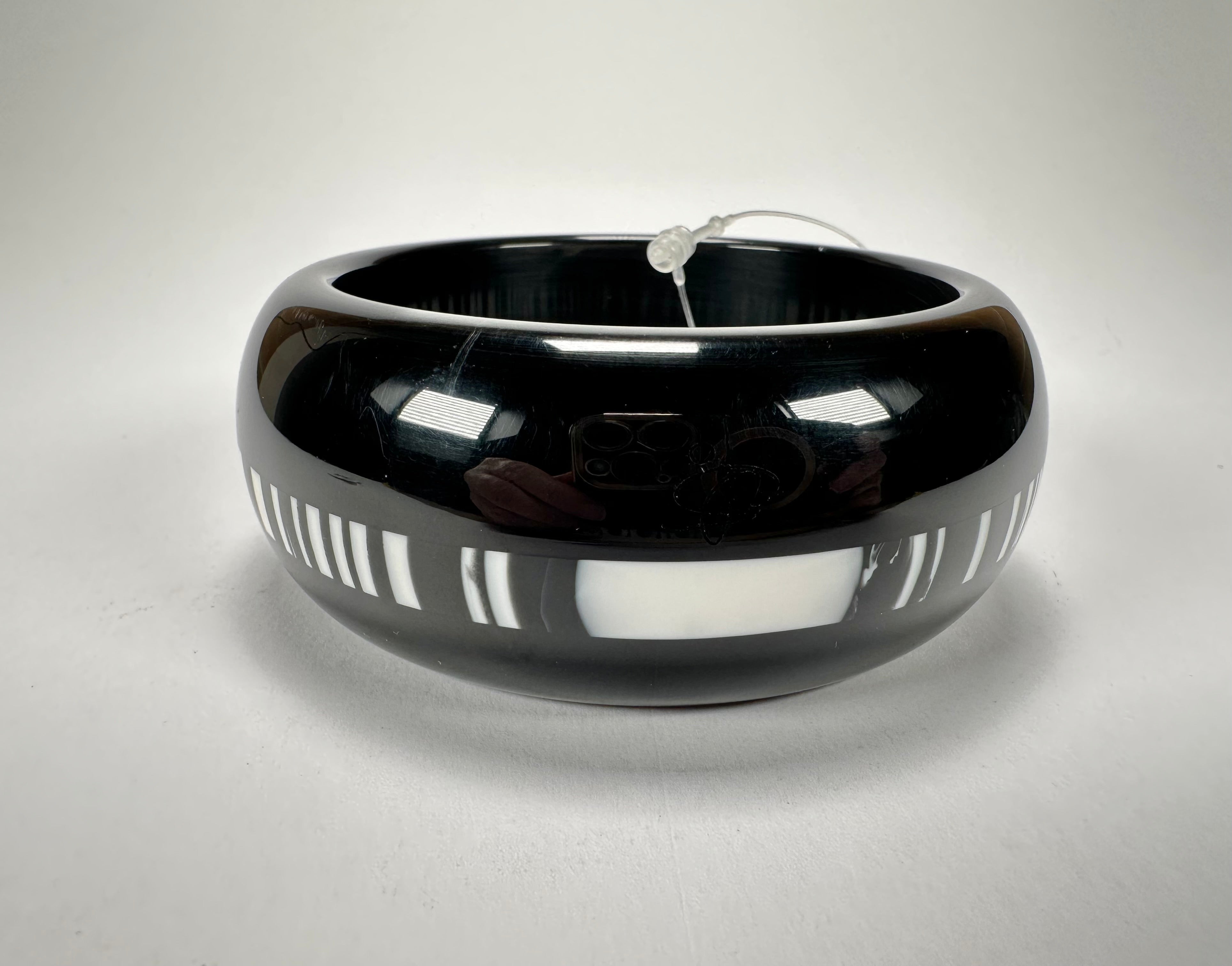 Jackie Brazil "Bar Code" Black & White Solid Round 3.4cm Bangle ( B2162 )