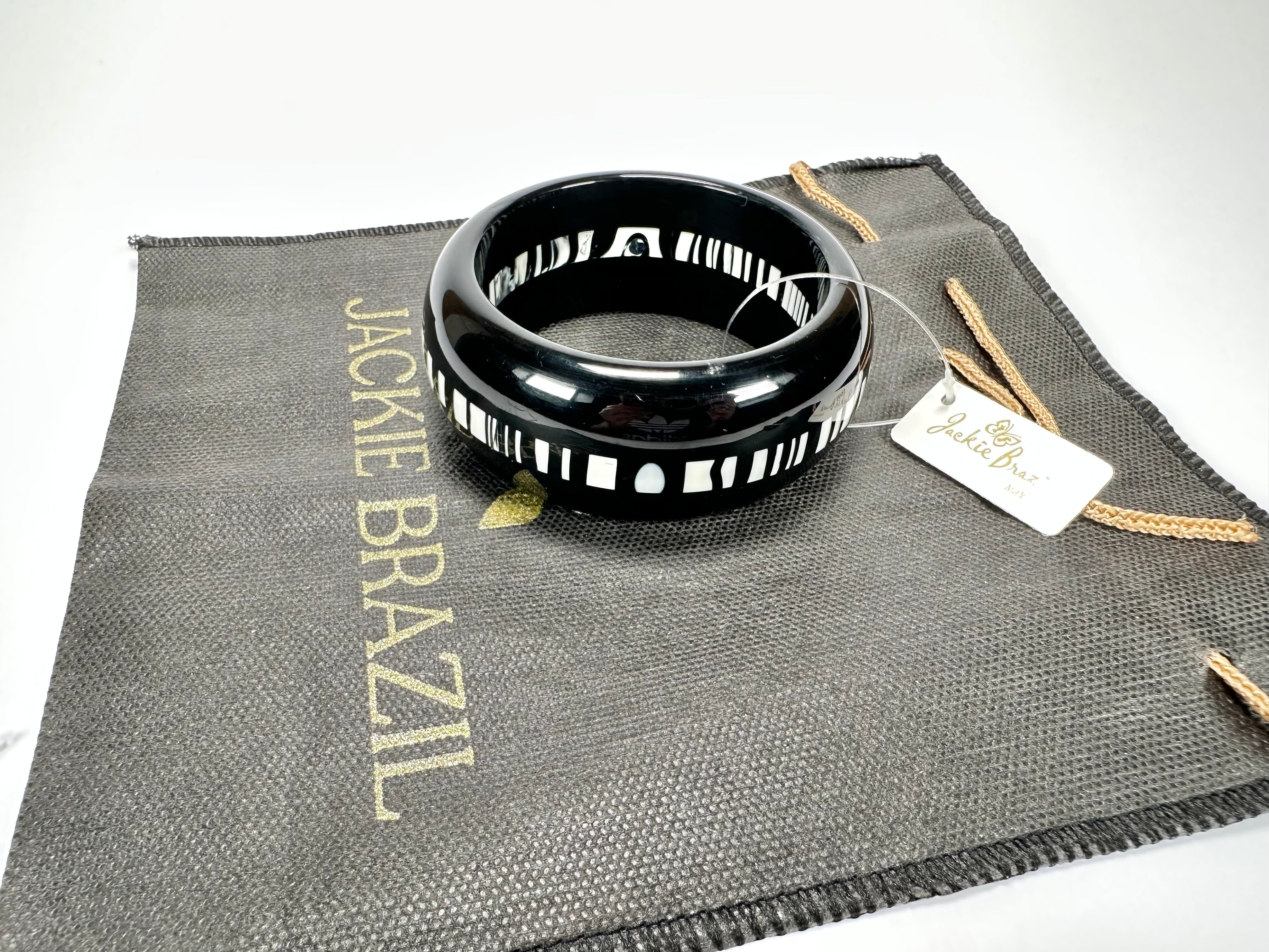 Jackie Brazil "Bar Code" Black & White Solid Round 3.4cm Bangle ( B2162 )