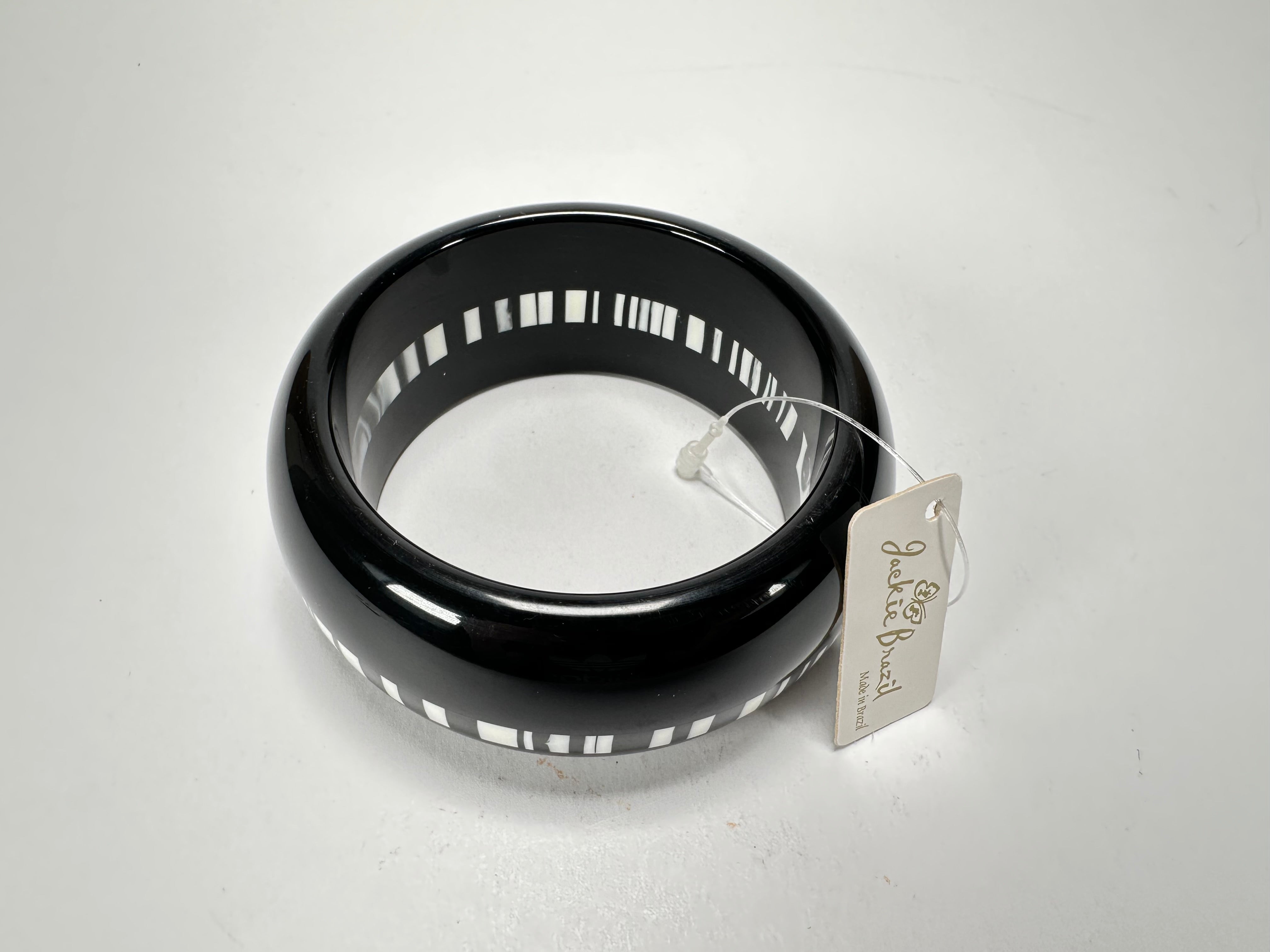Jackie Brazil "Bar Code" Black & White Solid Round 3.4cm Bangle ( B2162 )