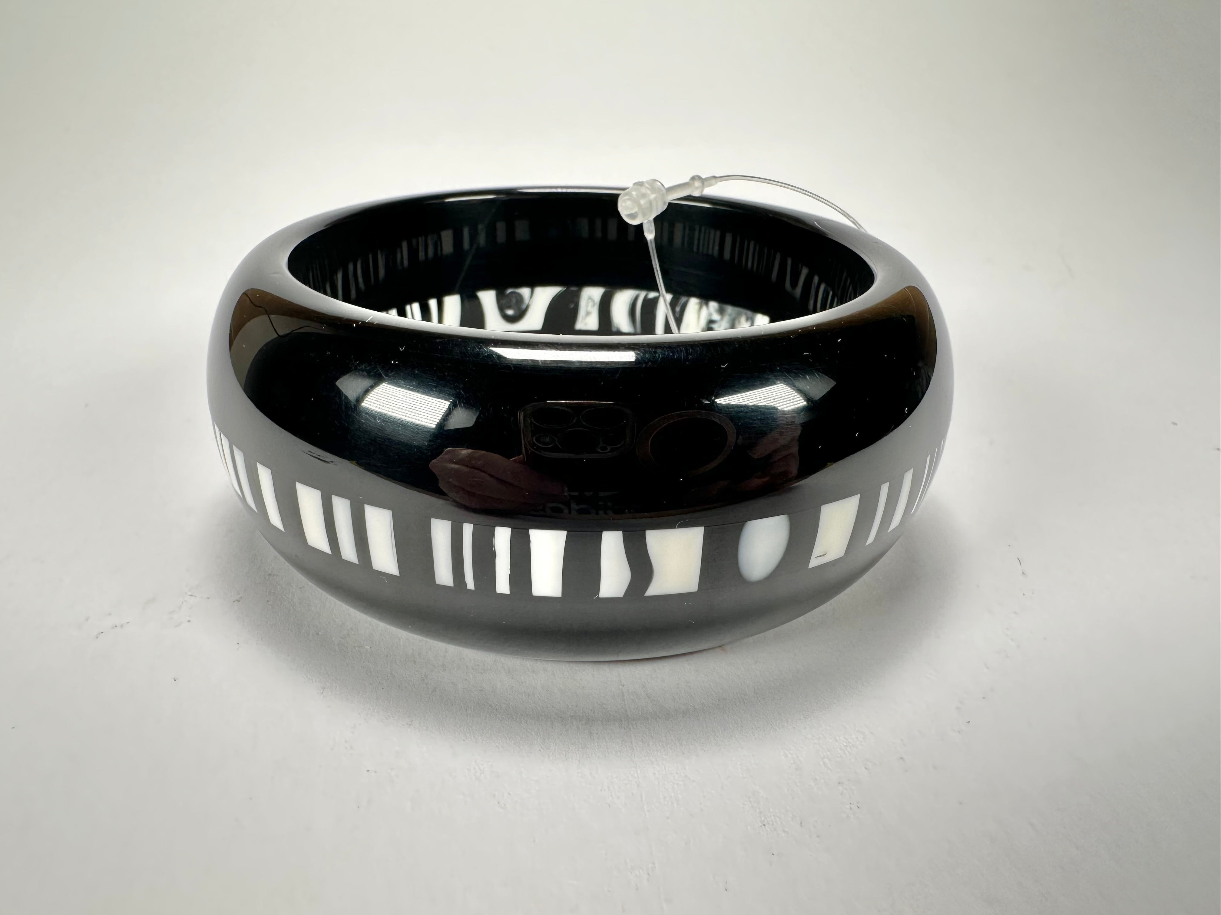 Jackie Brazil "Bar Code" Black & White Solid Round 3.4cm Bangle ( B2162 )