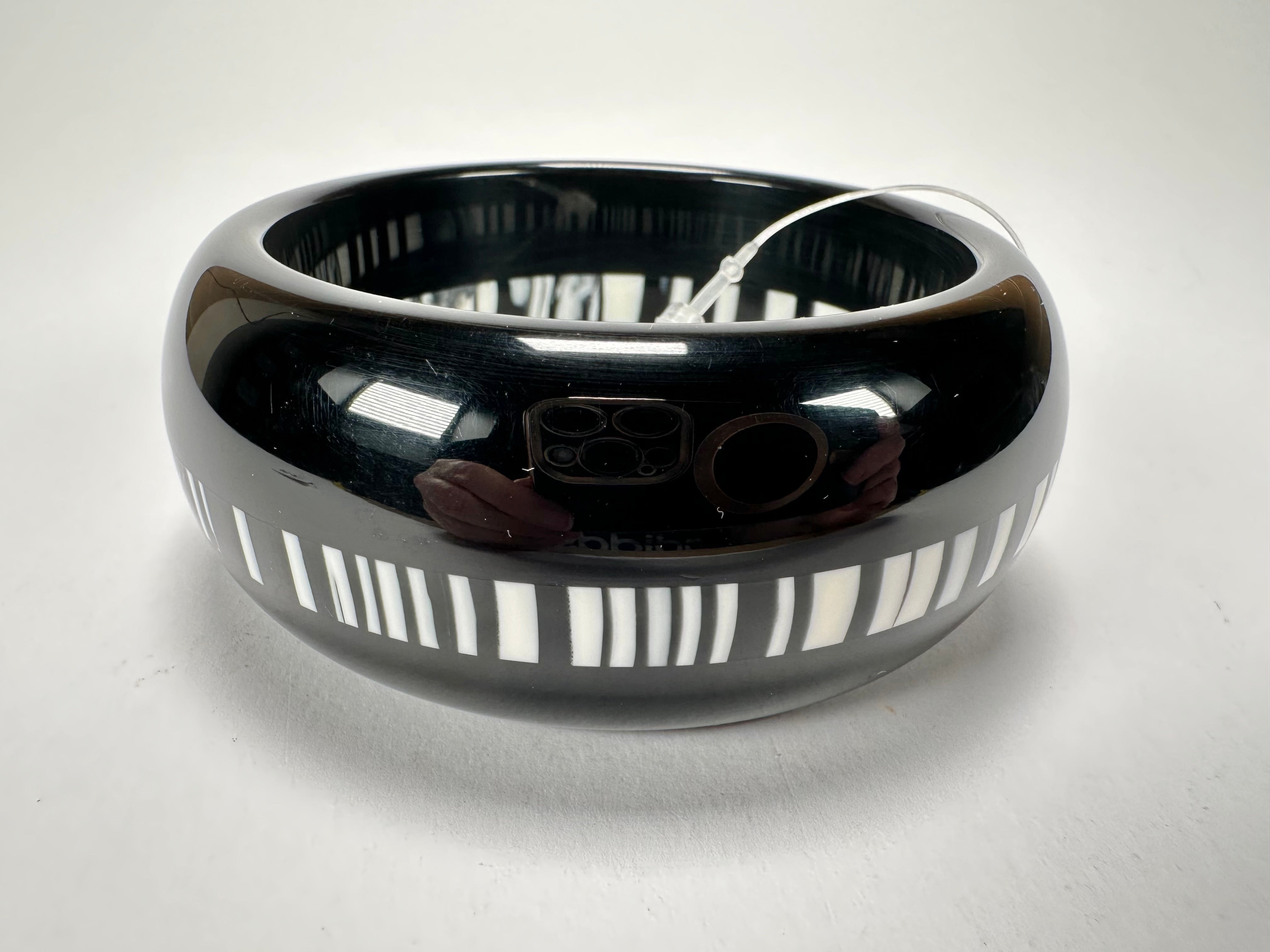 Jackie Brazil "Bar Code" Black & White Solid Round 3.4cm Bangle ( B2162 )
