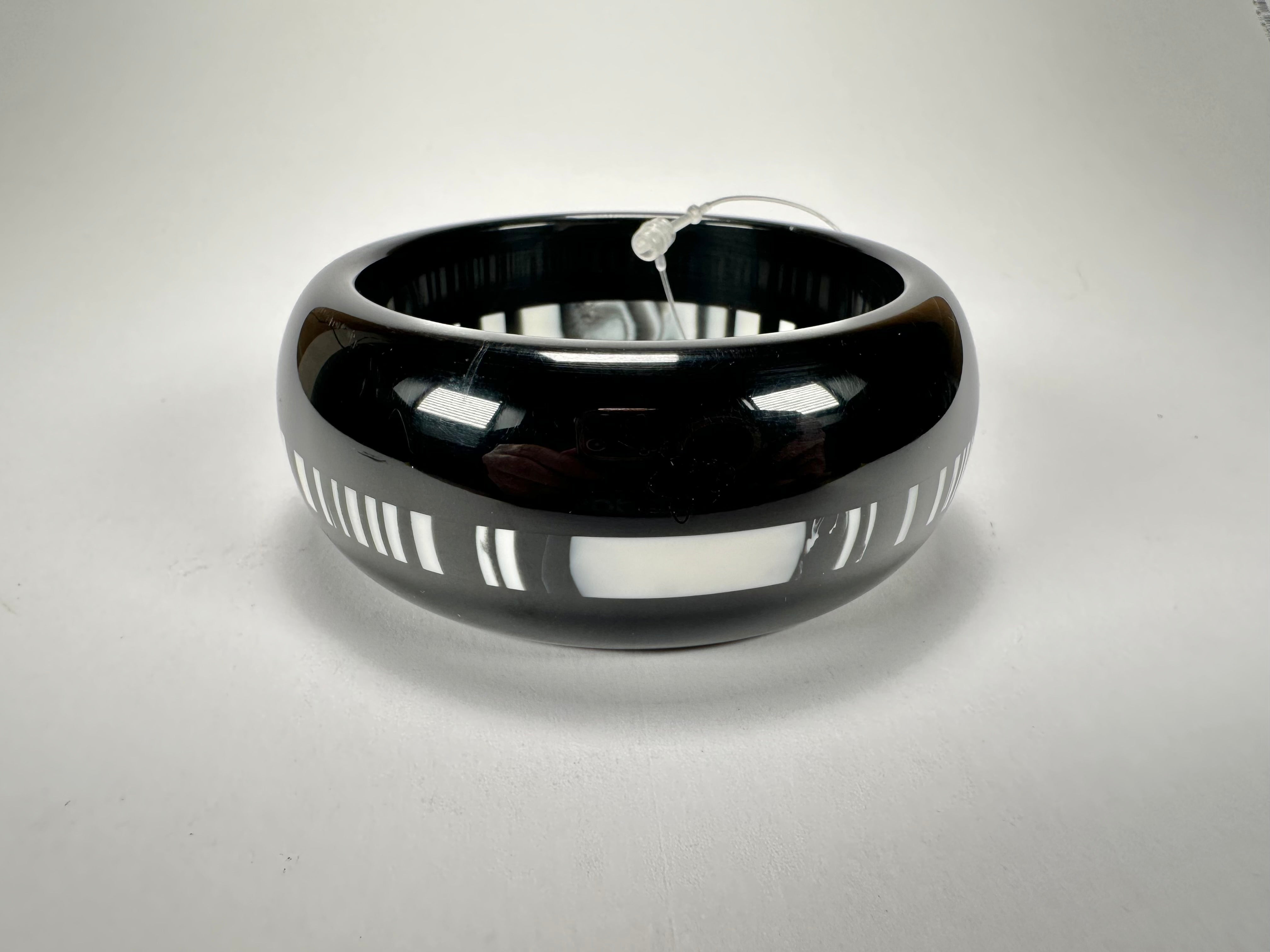 Jackie Brazil "Bar Code" Black & White Solid Round 3.4cm Bangle ( B2162 )