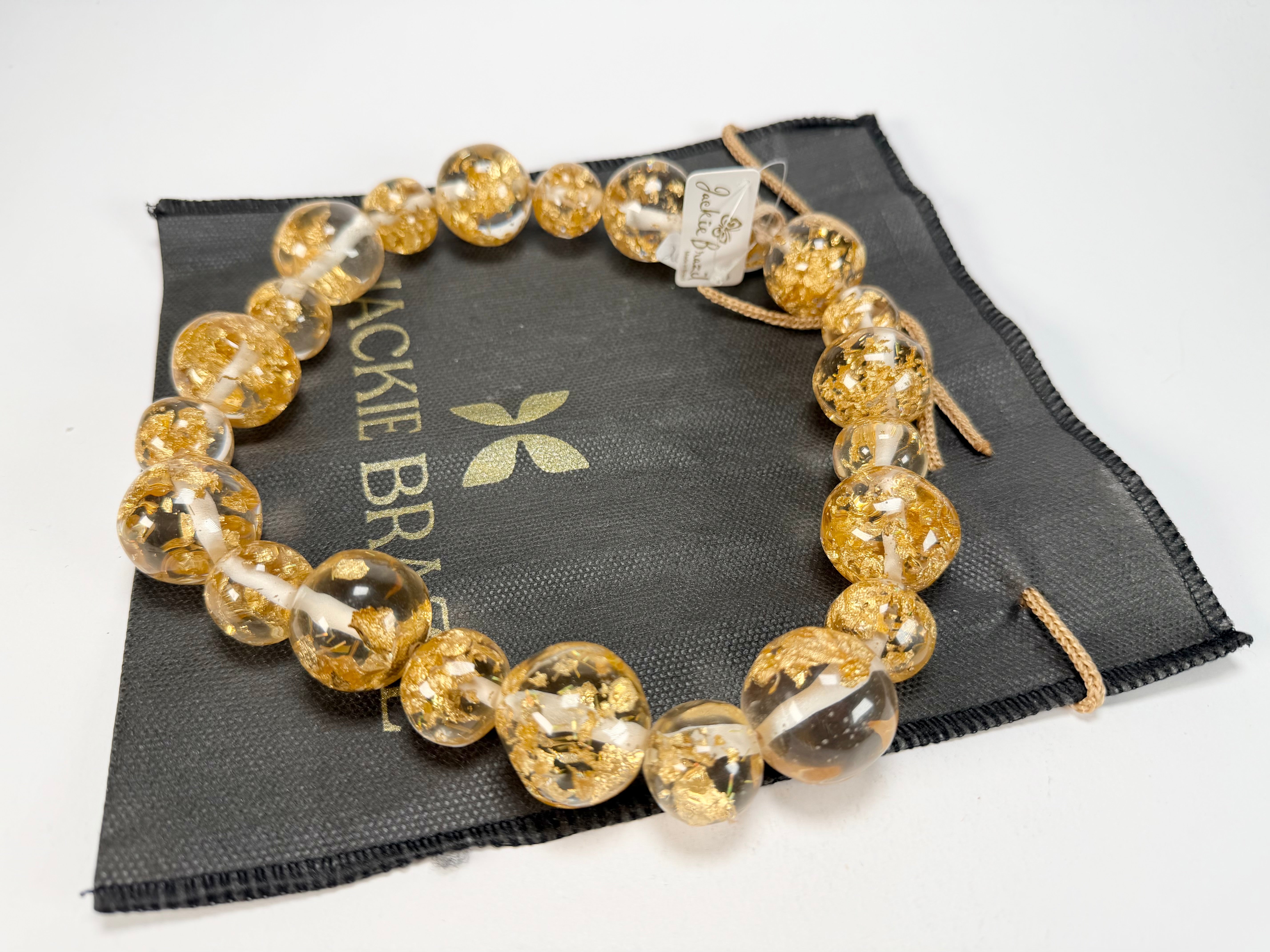 Jackie Brazil "Large Spheres" Short Abstract Gold Flakes Necklace 50cm ( N2692 )