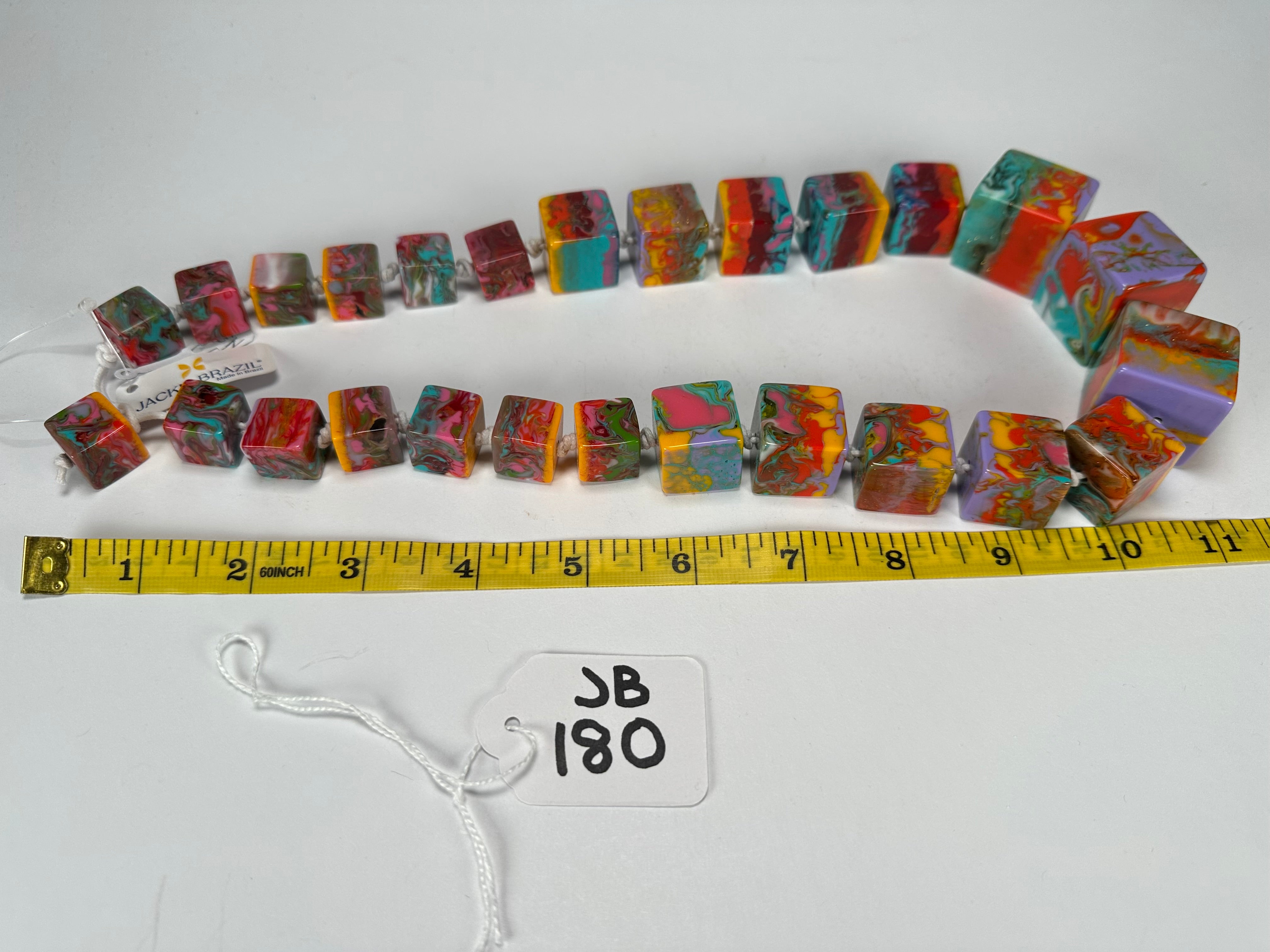 Jackie Brazil "Kandinsky" Mix Size Liquorice Cubes Resin Necklace ( N3343 )