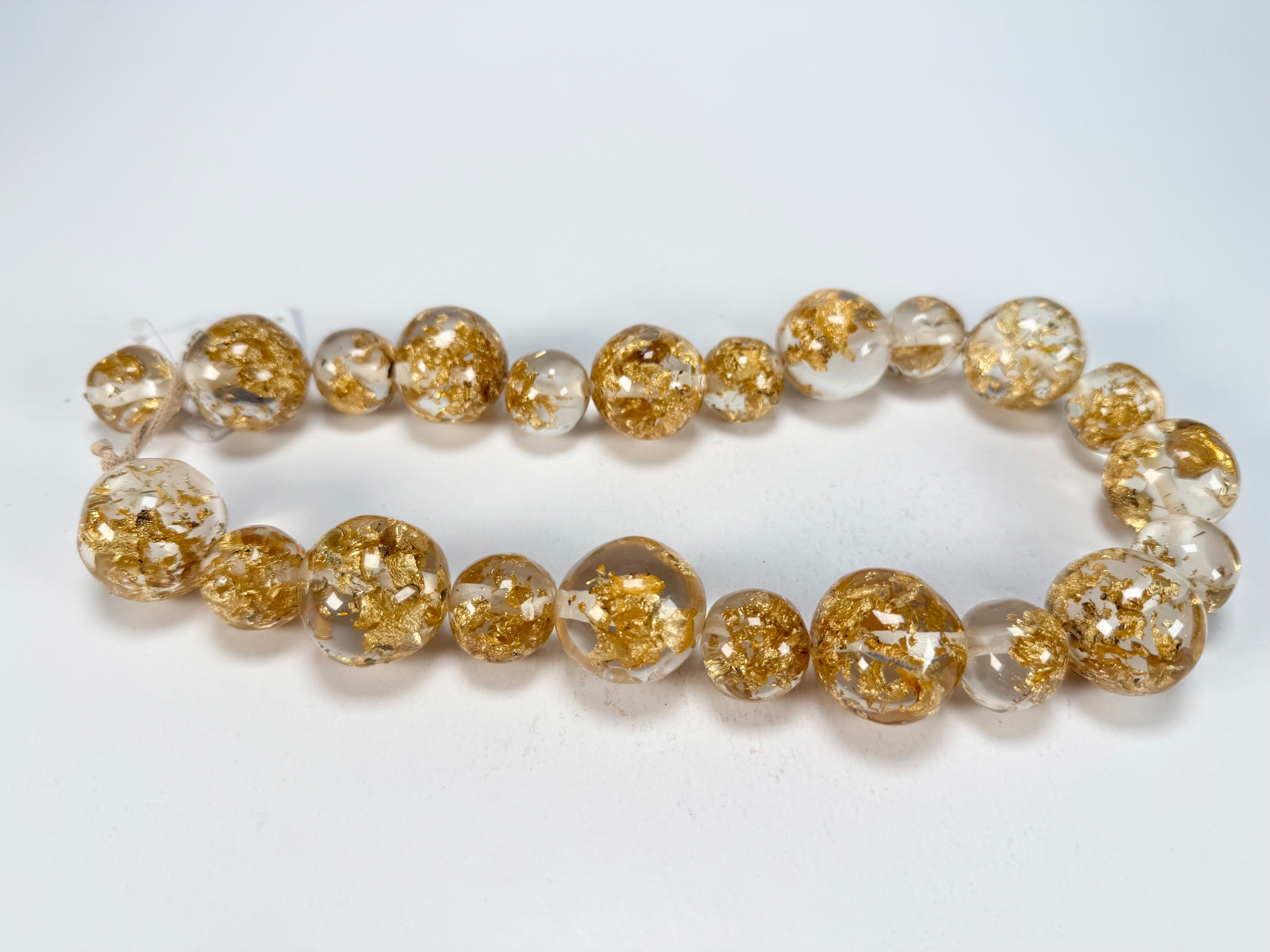 Jackie Brazil "Large Spheres" Short Abstract Gold Flakes Necklace 50cm ( N2692 )