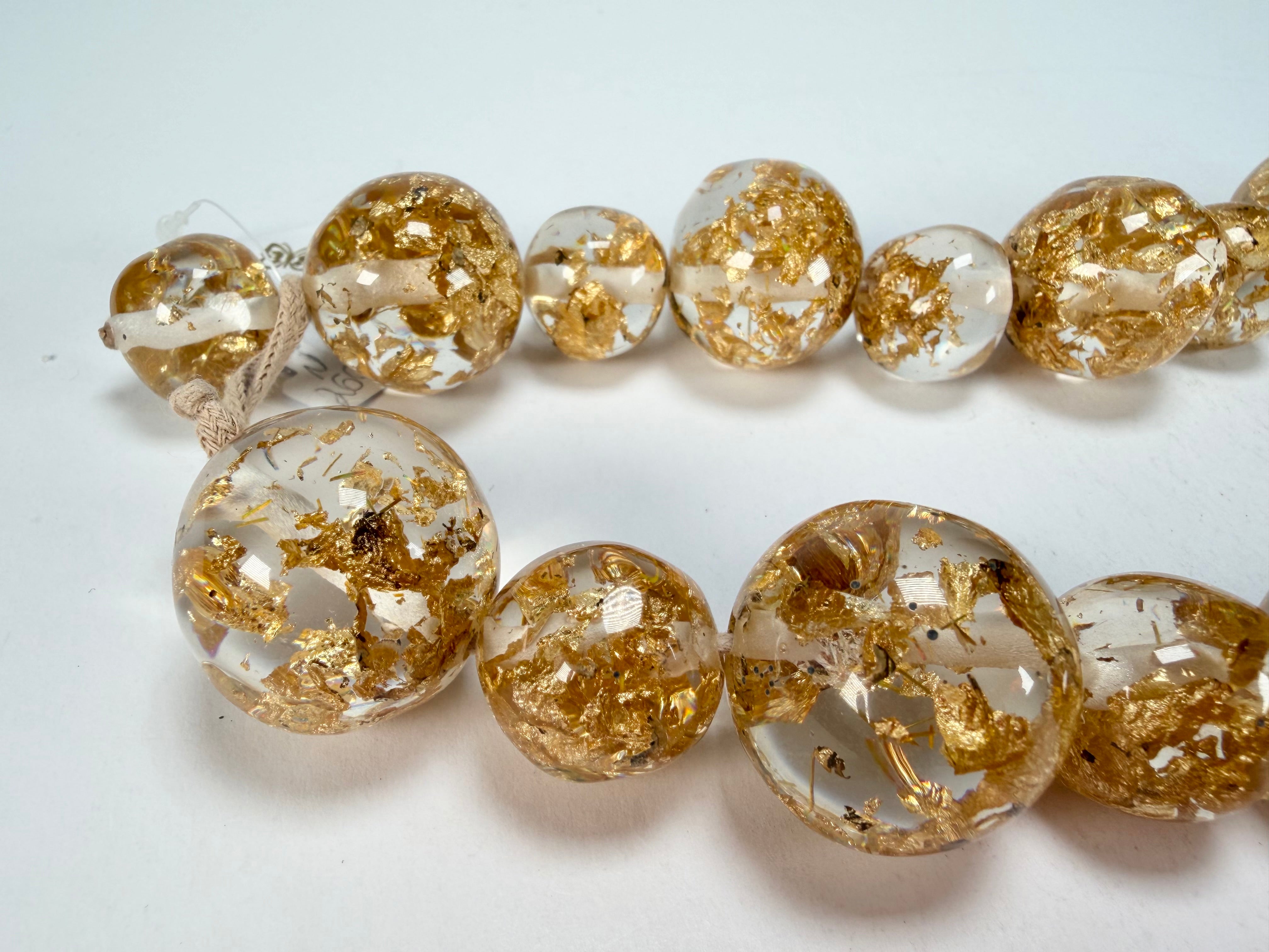 Jackie Brazil "Large Spheres" Short Abstract Gold Flakes Necklace 50cm ( N2692 )