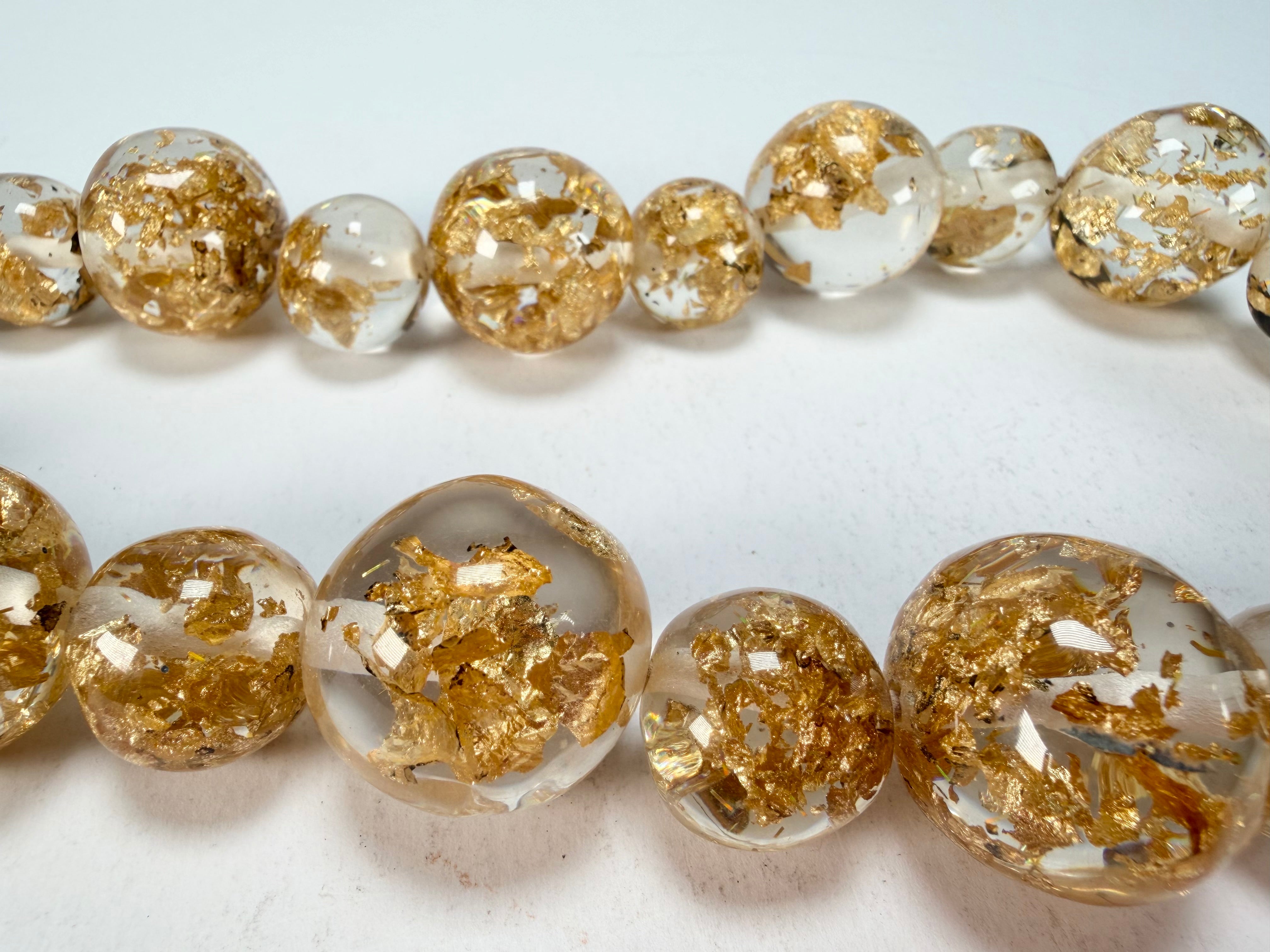 Jackie Brazil "Large Spheres" Short Abstract Gold Flakes Necklace 50cm ( N2692 )