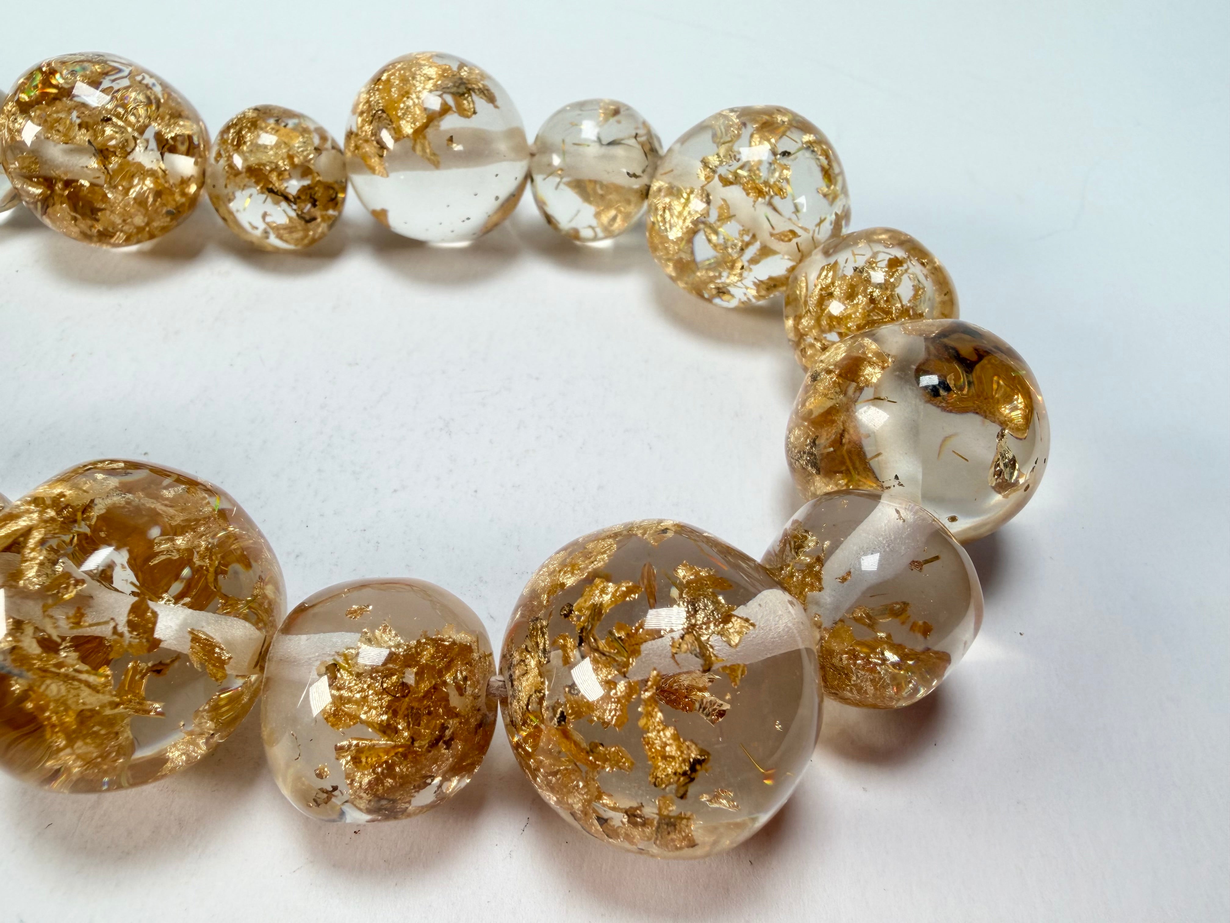 Jackie Brazil "Large Spheres" Short Abstract Gold Flakes Necklace 50cm ( N2692 )