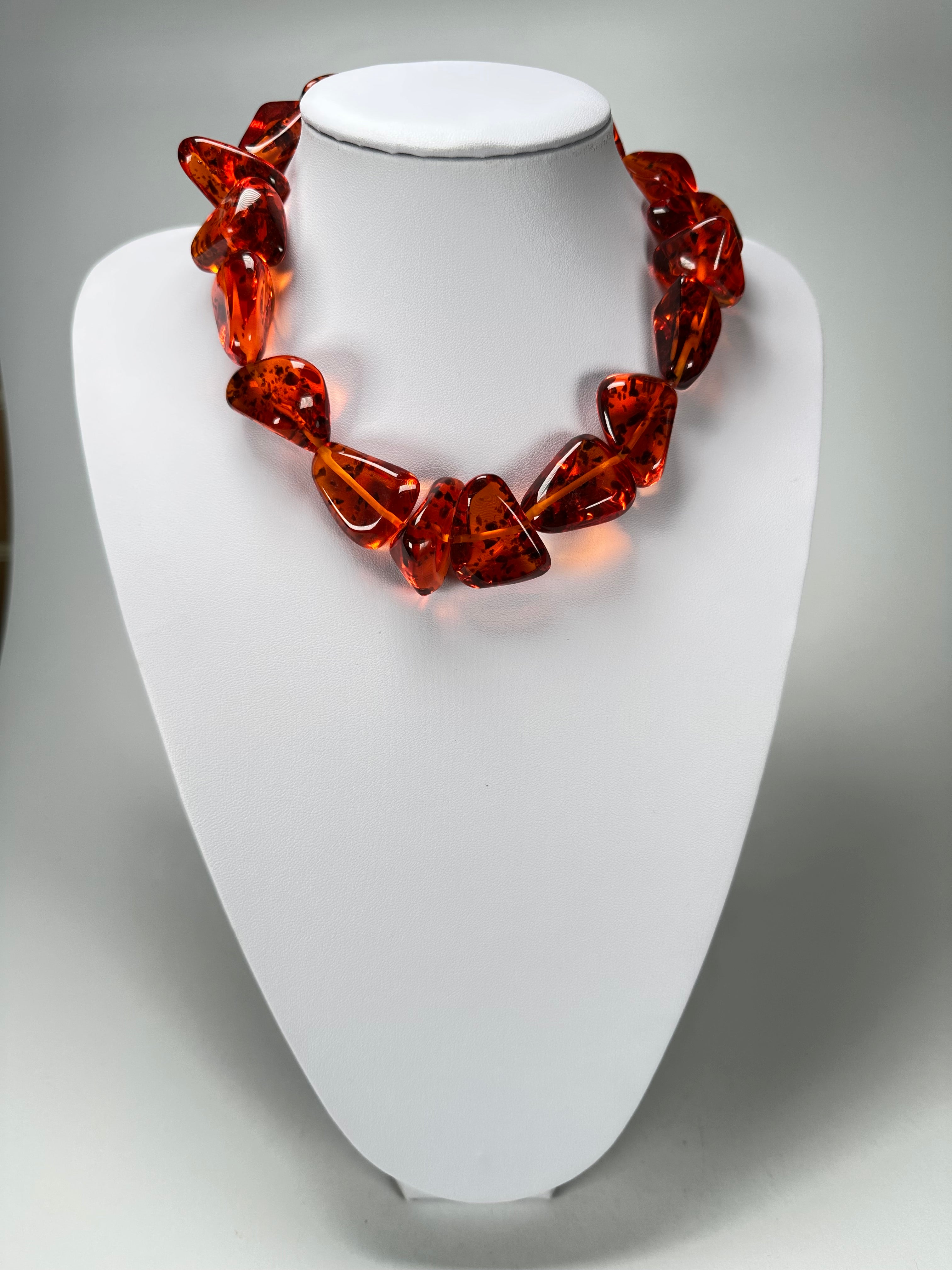 Jackie Brazil "Diamonds" Amber Flintstone Bone 55cm Necklace ( N0061 )