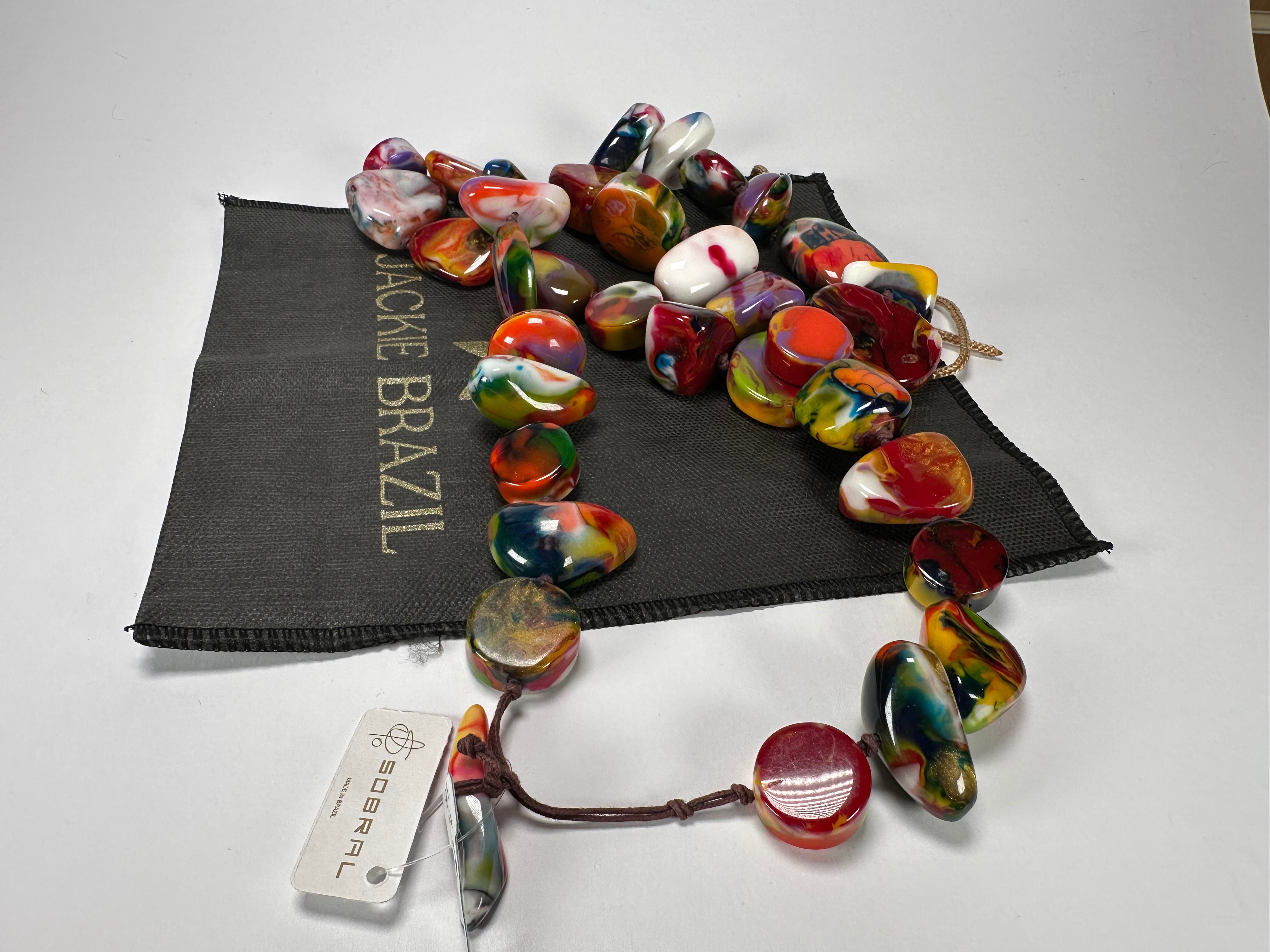 Jackie Brazil "Indiana" Kandinsky Multi-Bead Long Resin 110cm Necklace ( N0038 )