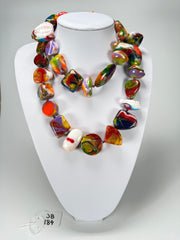 Jackie Brazil "Indiana" Kandinsky Multi-Bead Long Resin 110cm Necklace ( N0038 )