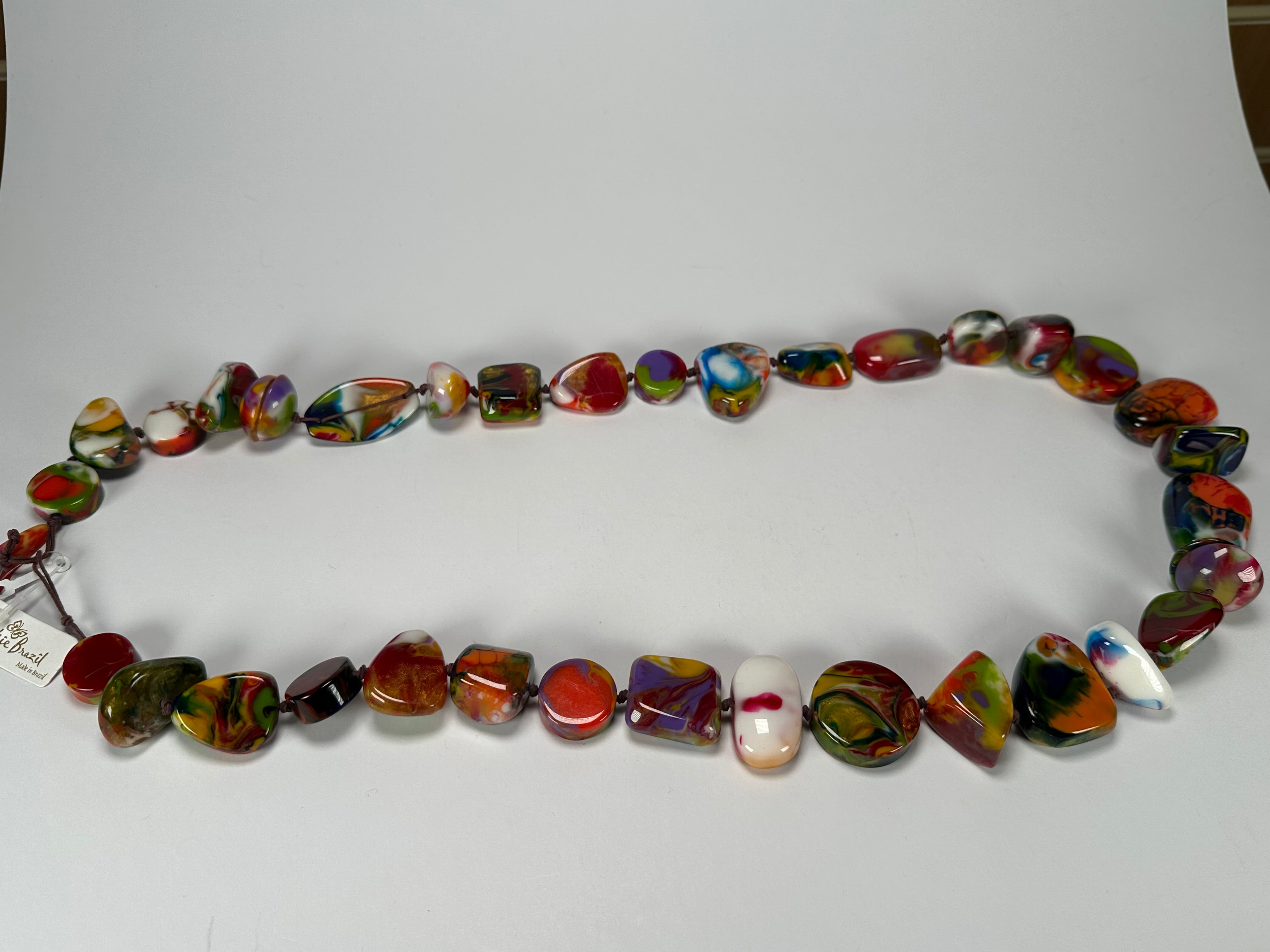 Jackie Brazil "Indiana" Kandinsky Multi-Bead Long Resin 110cm Necklace ( N0038 )