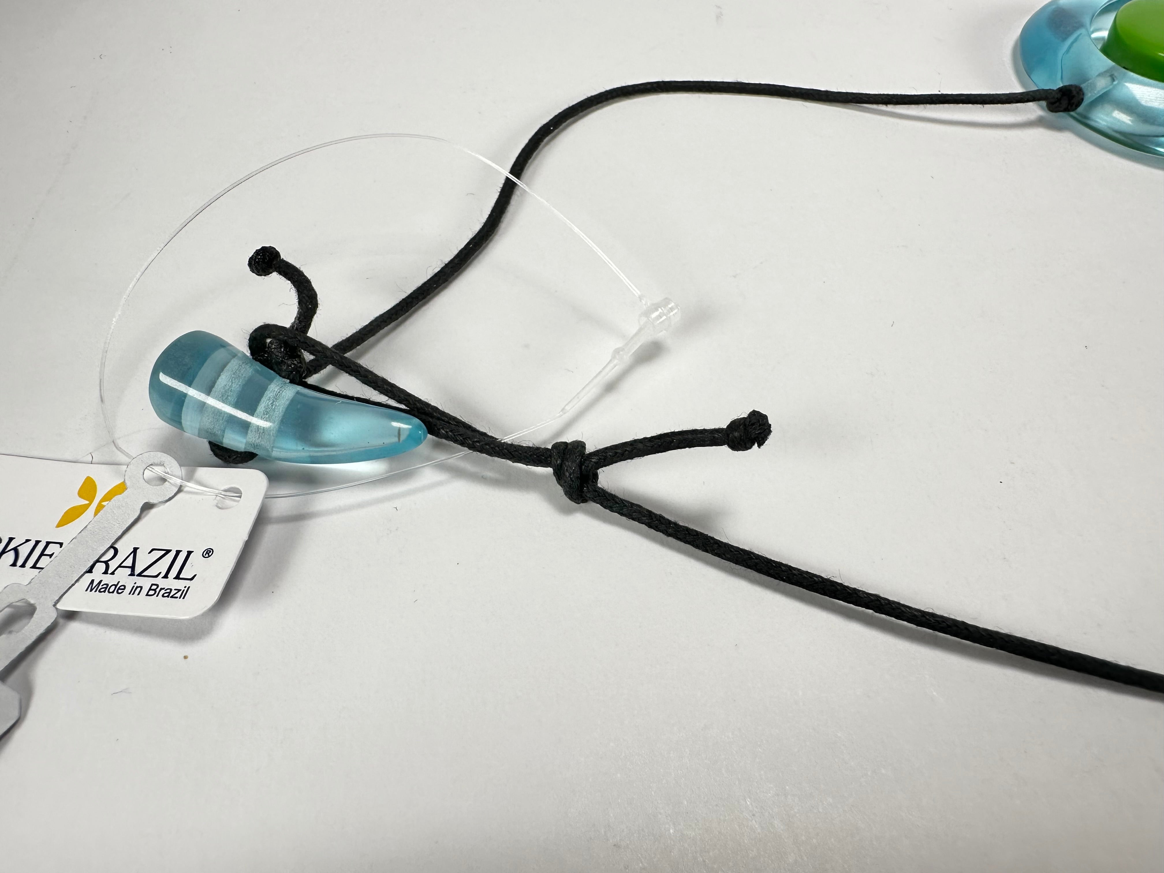 Jackie Brazil "Saturn" Transparent Paris Mix Disk and Cylinder On String Short 50cm Necklace ( N0060 )