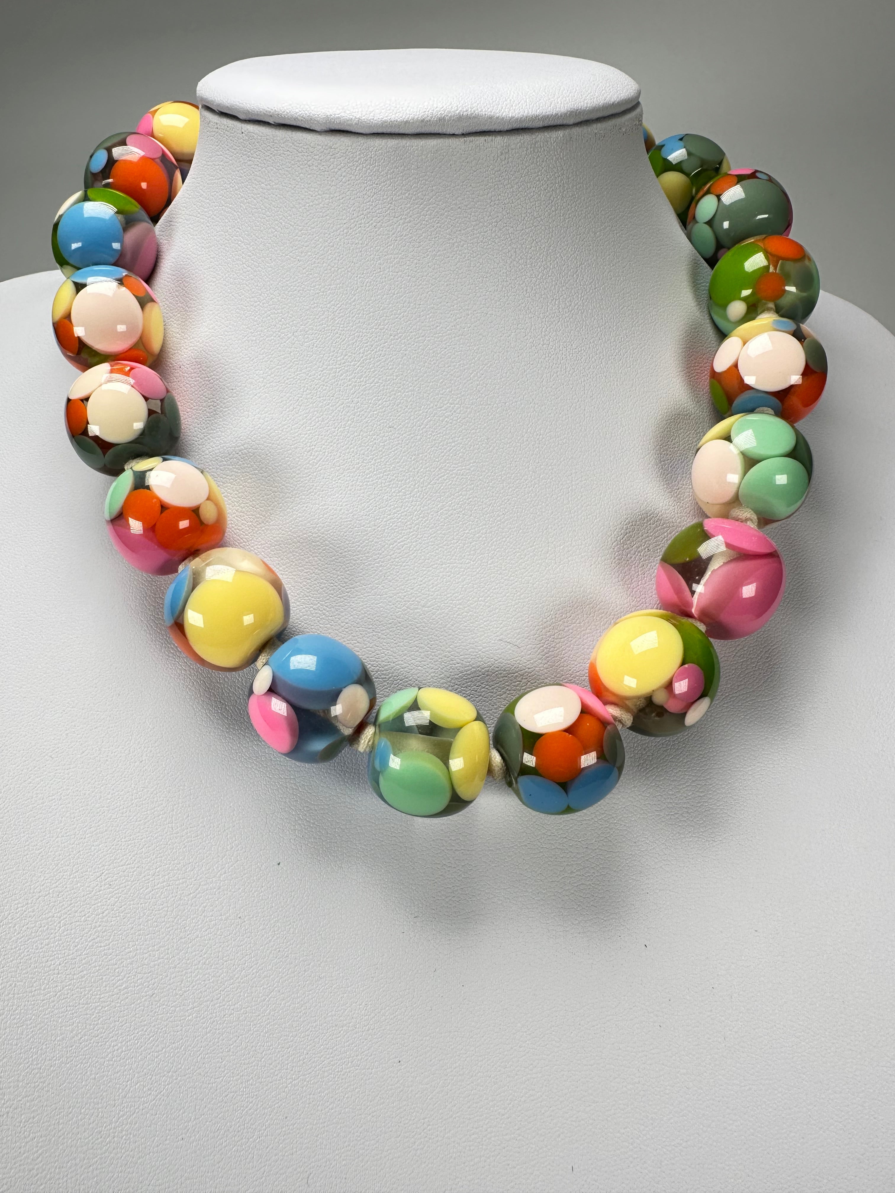 Jackie Brazil "Spotted Balls" Spring Colour Spots Resin Necklace 50cm ( N1500 )