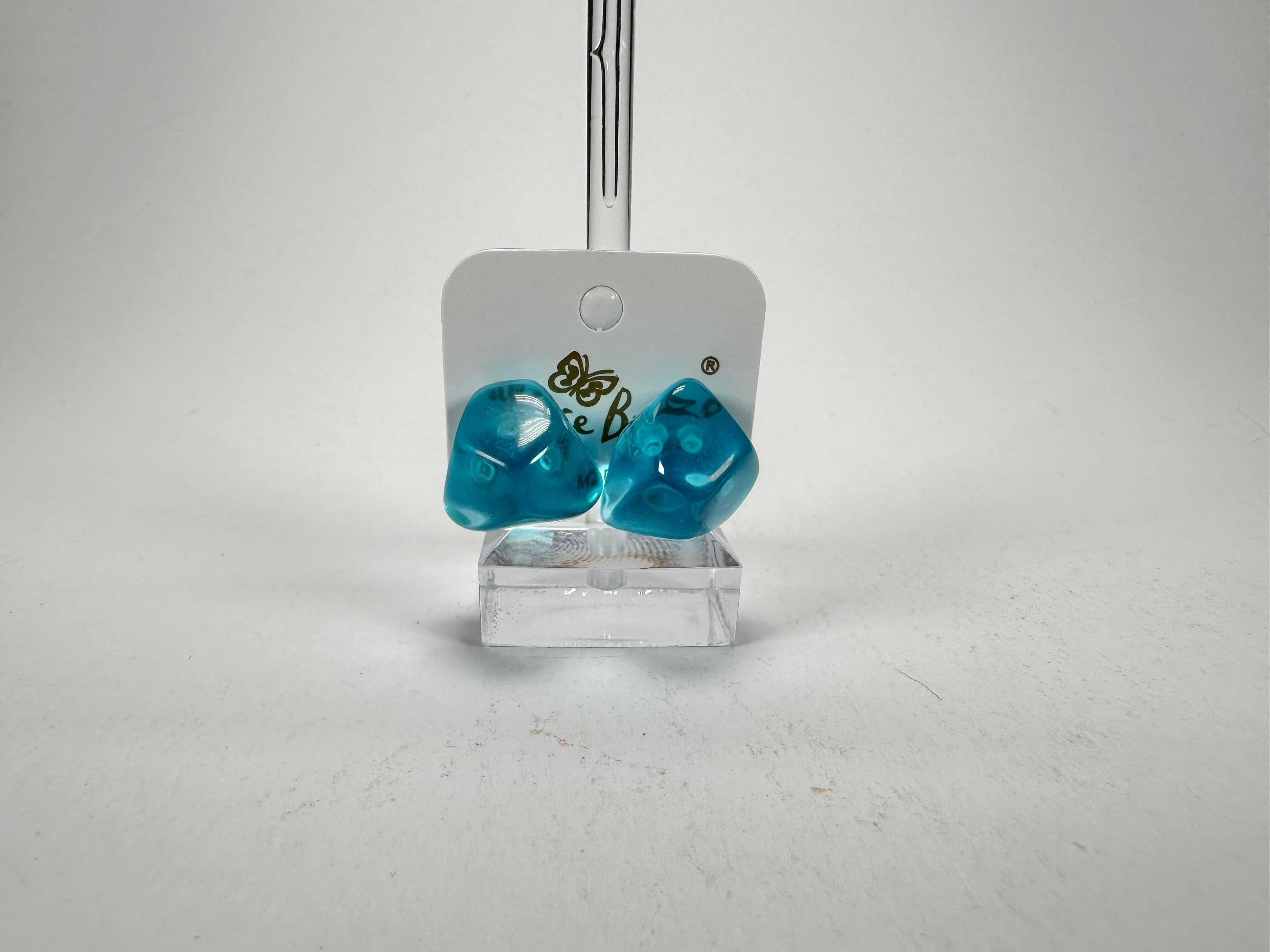 Jackie Brazil "Camille" Light Blue Transparent Abstract Resin Earrings ( E1053 )