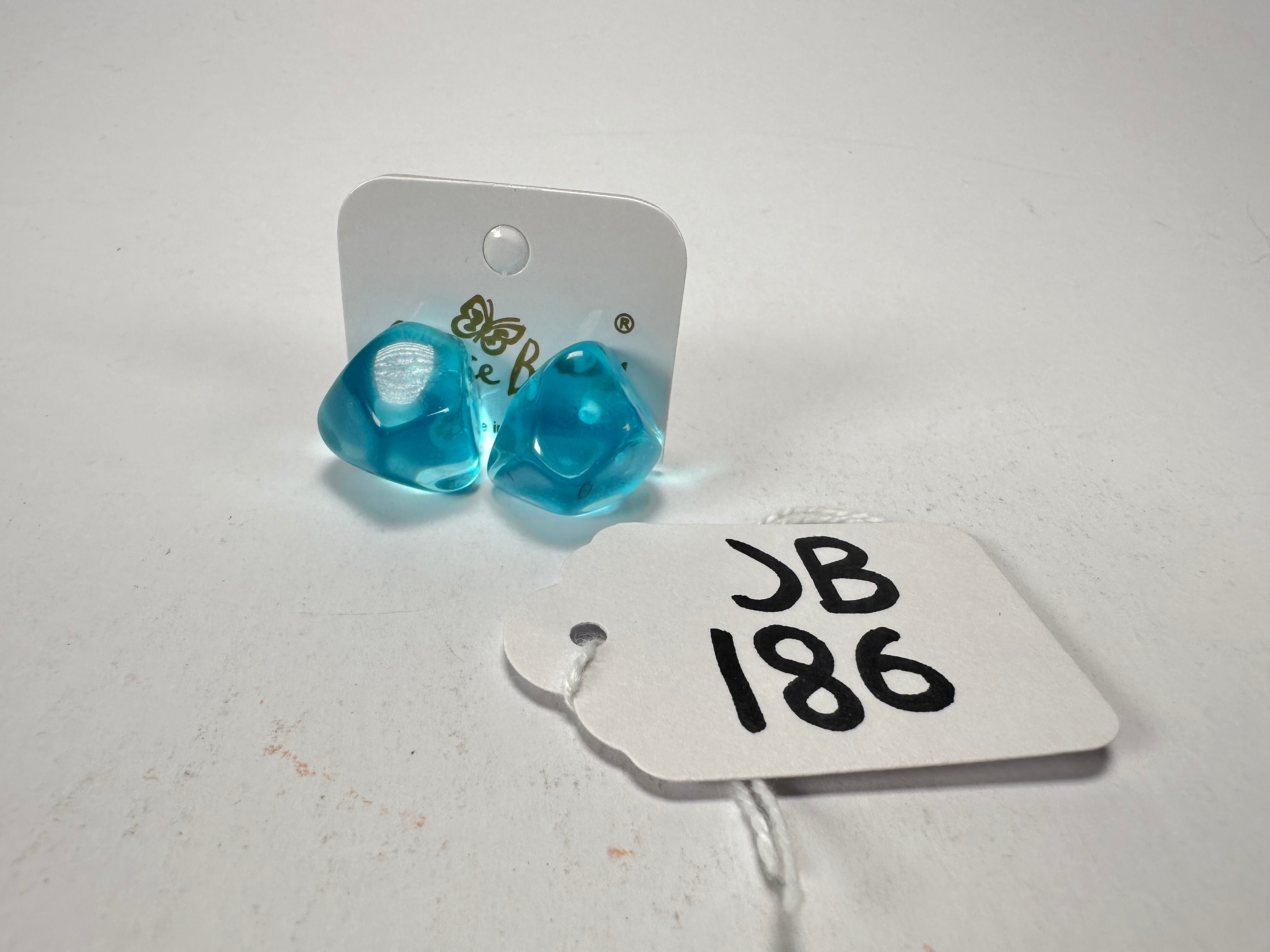 Jackie Brazil "Camille" Light Blue Transparent Abstract Resin Earrings ( E1053 )