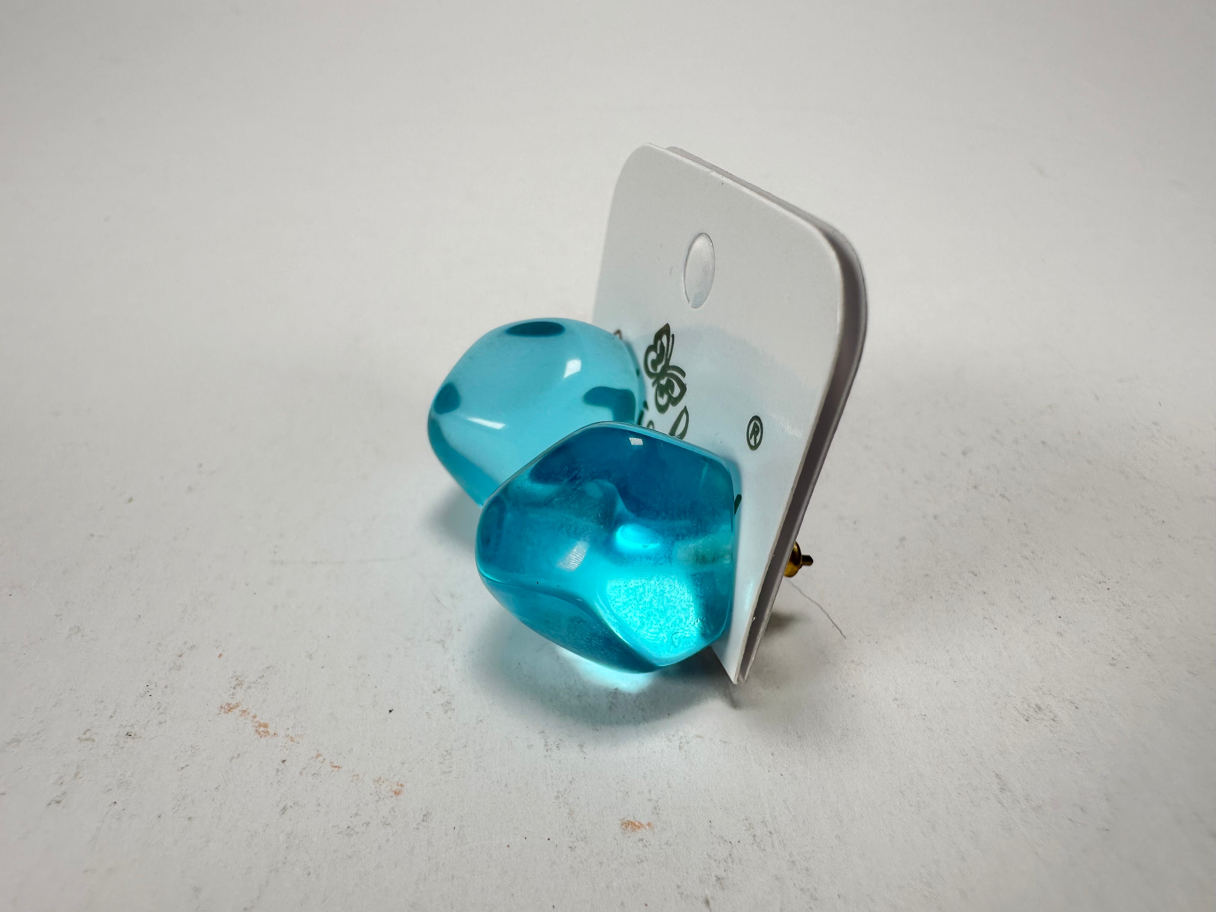 Jackie Brazil "Camille" Light Blue Transparent Abstract Resin Earrings ( E1053 )