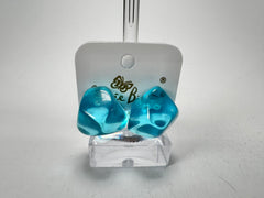 Jackie Brazil "Camille" Light Blue Transparent Abstract Resin Earrings ( E1053 )