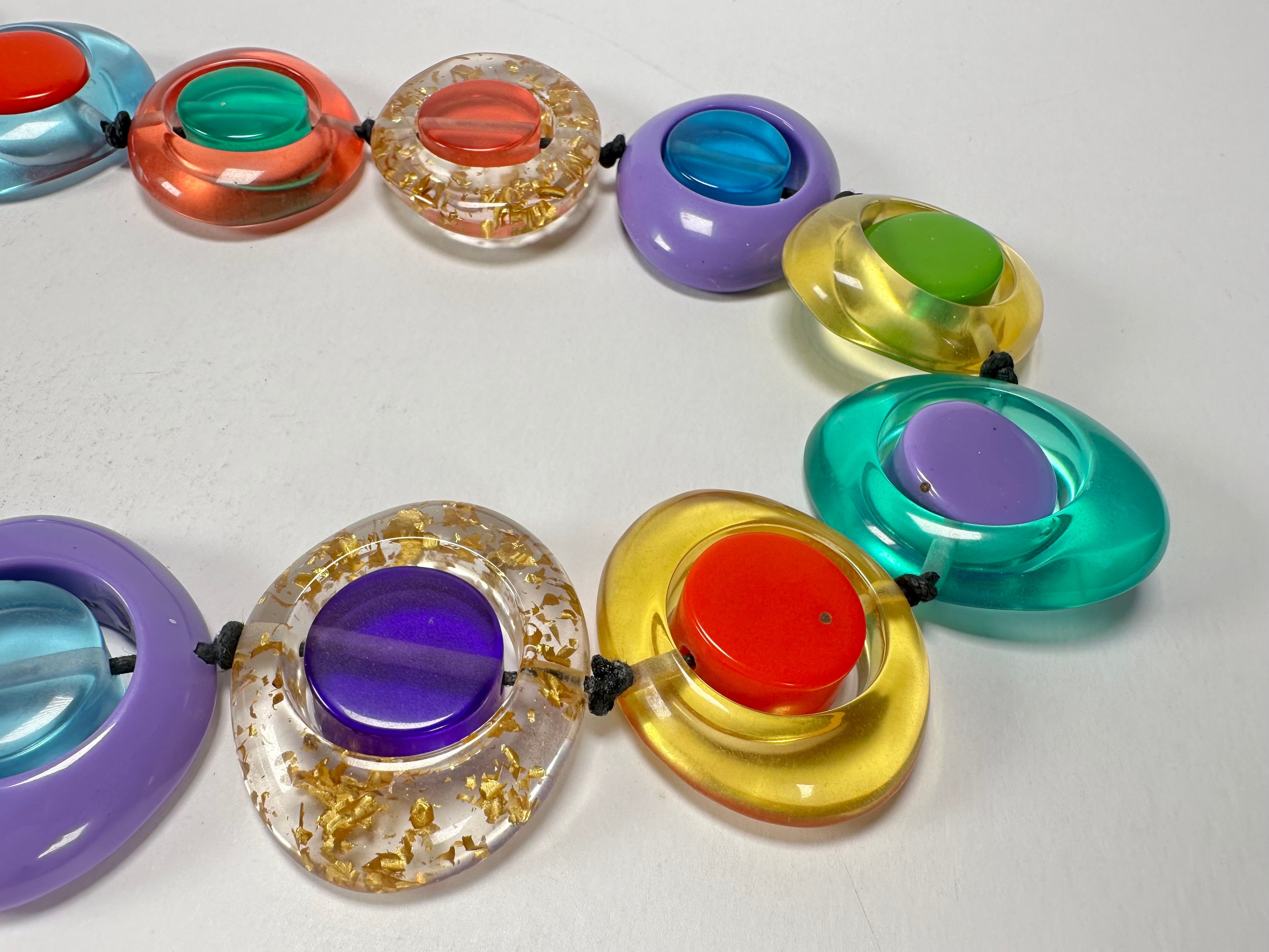 Jackie Brazil "Saturn" Transparent Paris Mix Disk and Cylinder Long 75cm Necklace ( N0065 )