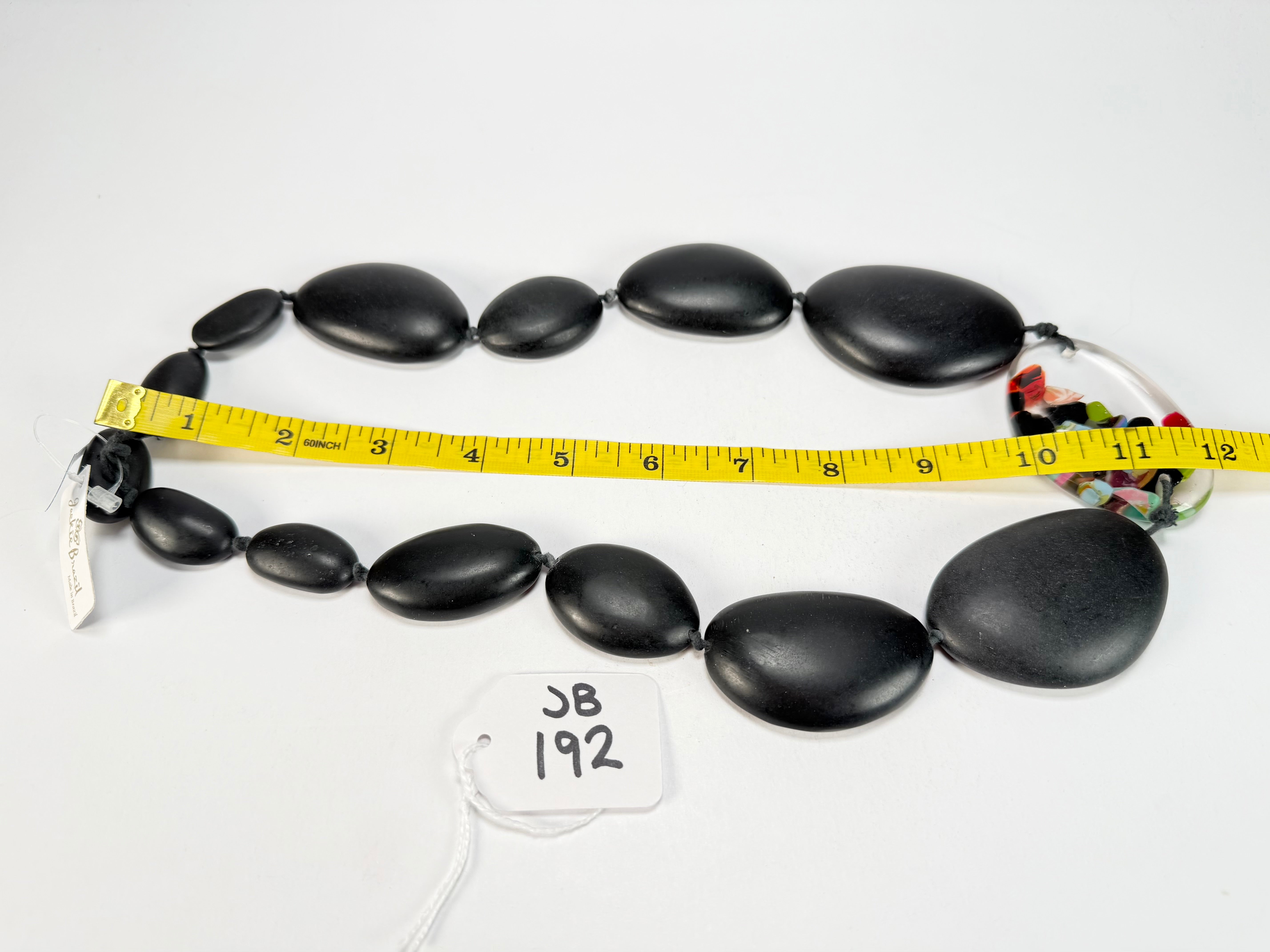 Jackie Brazil "Matt Black & Cascade" Long Flat Riverstones 65cm Necklace ( N3700 )