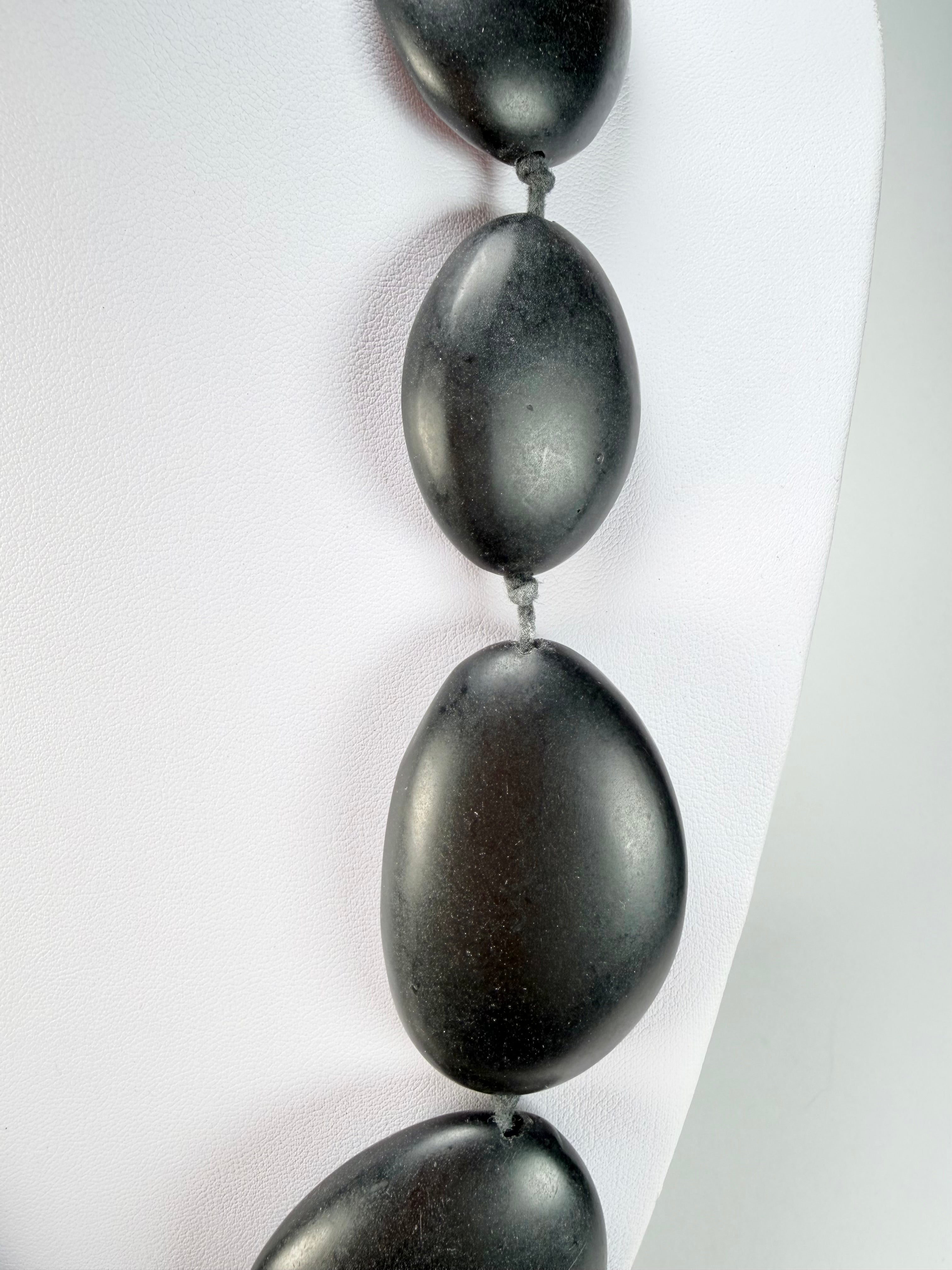 Jackie Brazil "Matt Black & Cascade" Long Flat Riverstones 65cm Necklace ( N3700 )