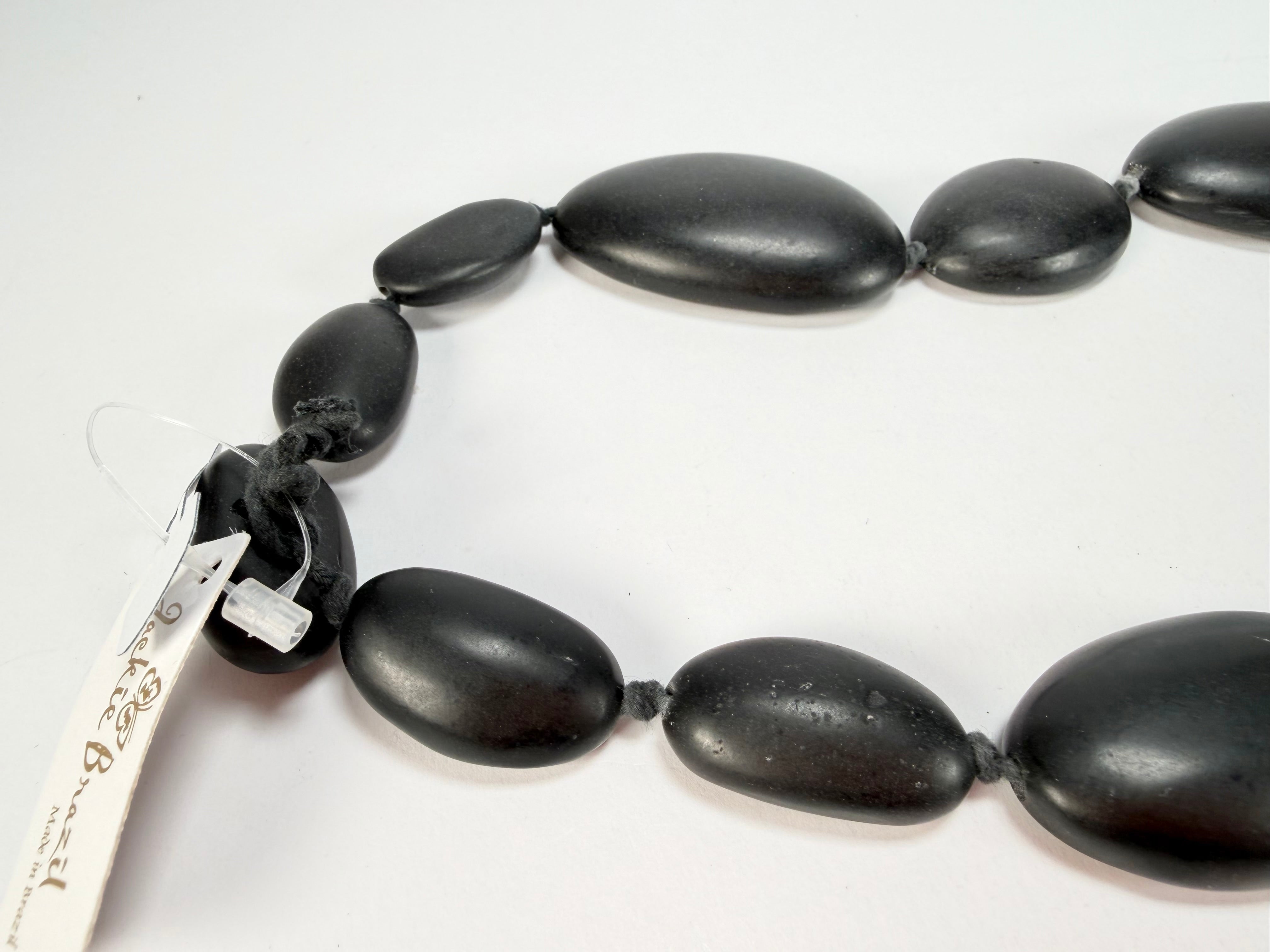 Jackie Brazil "Matt Black & Cascade" Long Flat Riverstones 65cm Necklace ( N3700 )