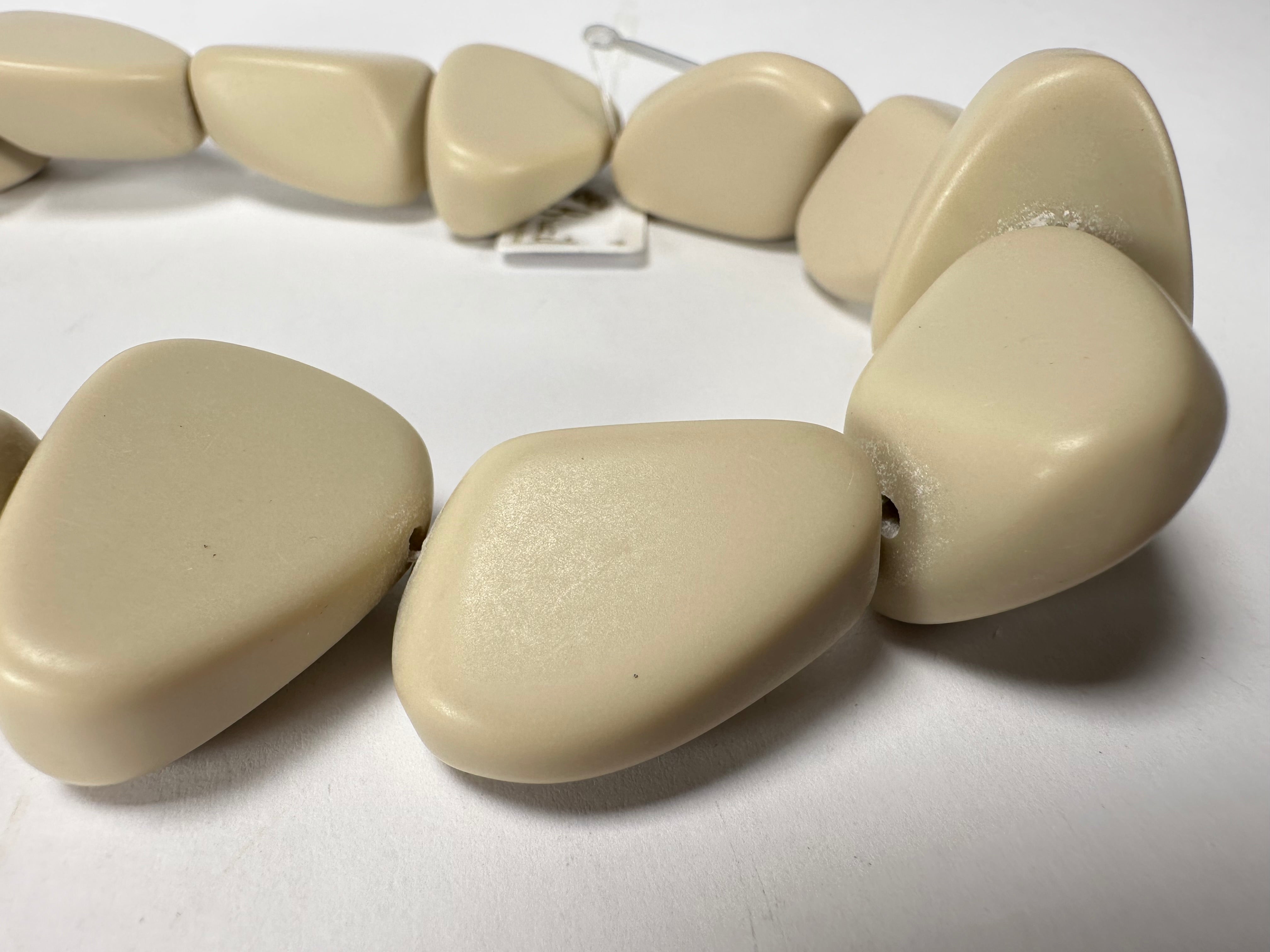 Jackie Brazil "Diamonds" Beige Matte Flintstone Bone 80cm Necklace ( N0080 )