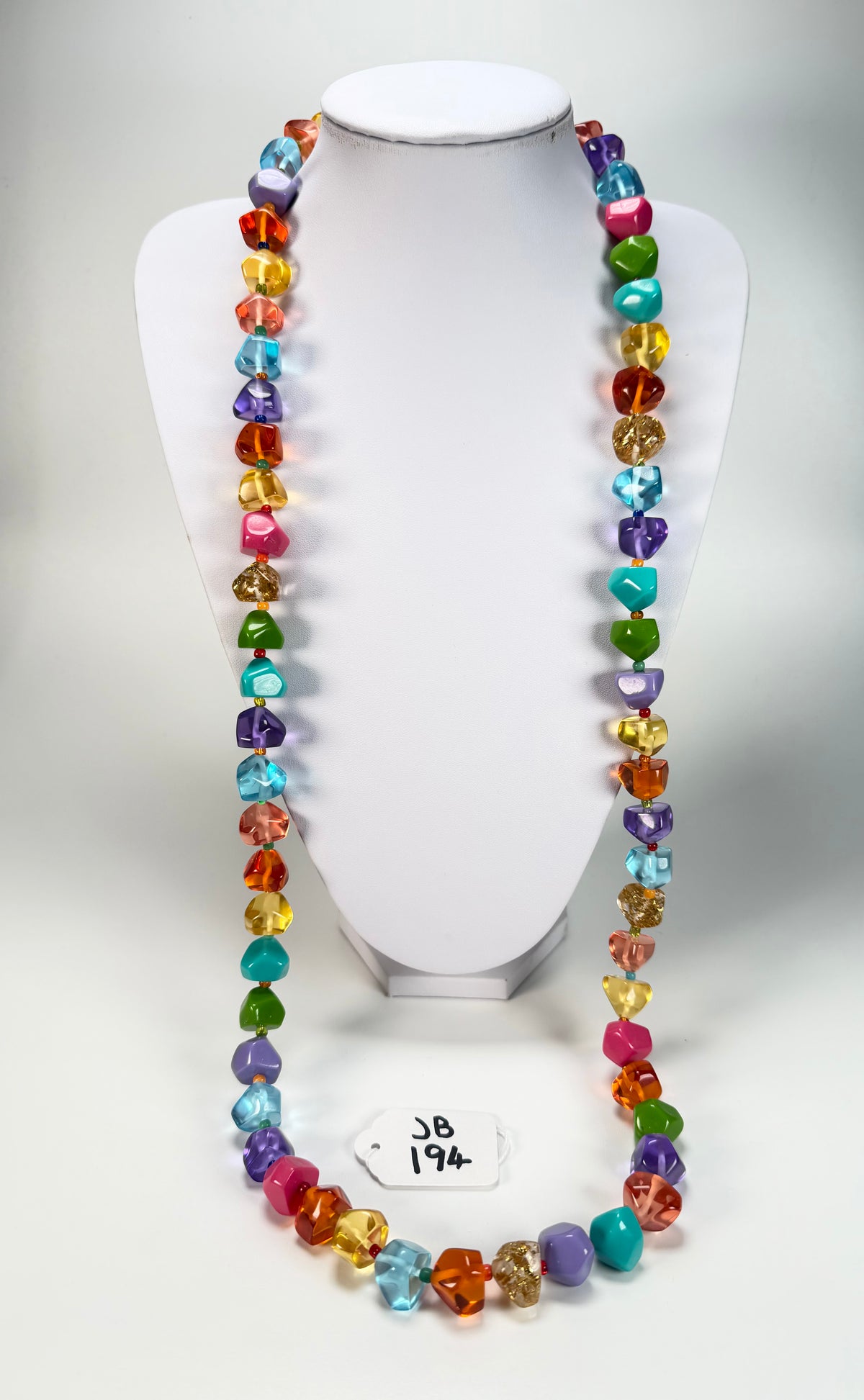Jackie Brazil "Camille" Transparent Carnaval Mix Small Stones 110cm Necklace ( N0078 )