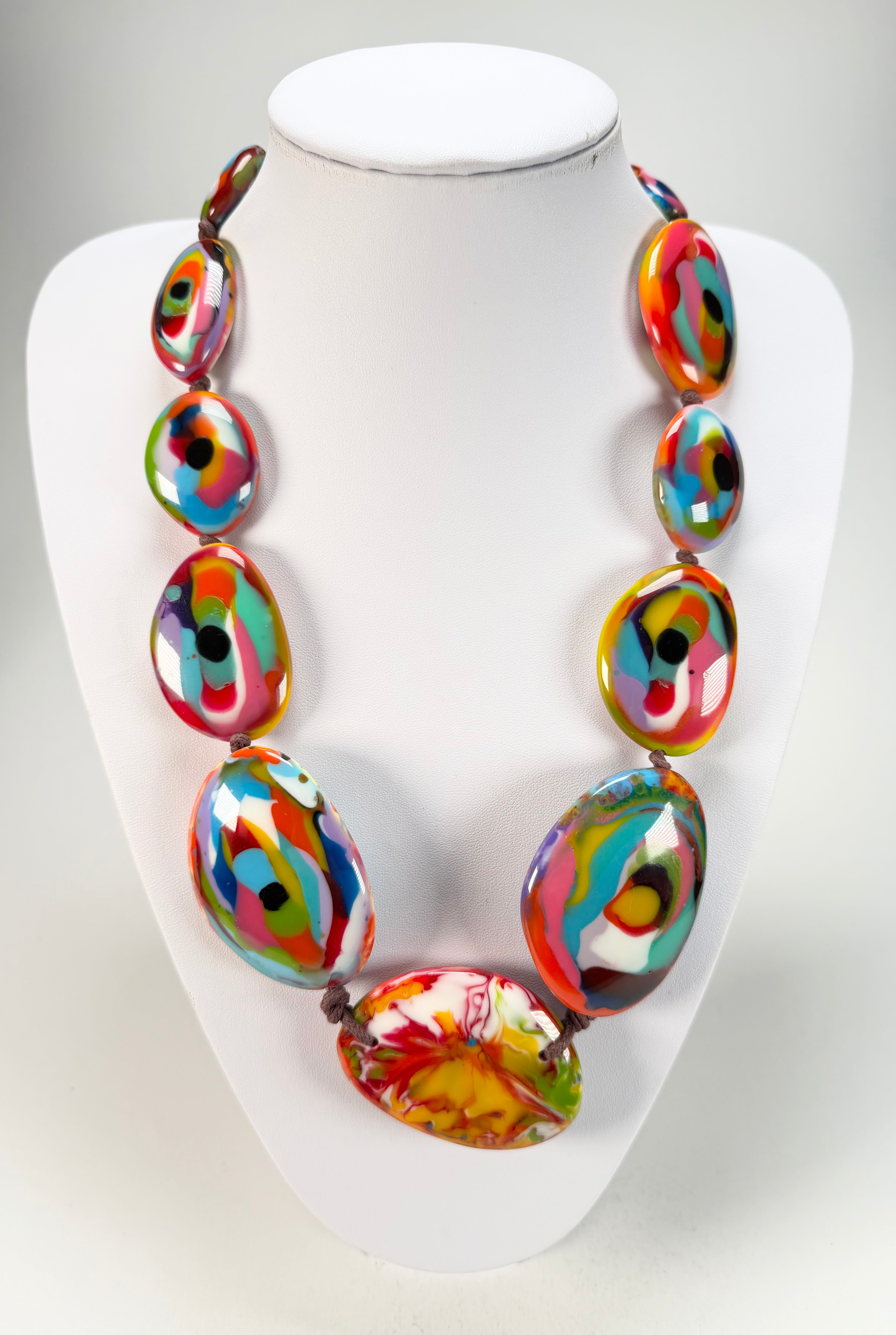 Jackie Brazil "Kandinsky" Long Flat Riverstones 65cm Necklace ( N3700 )