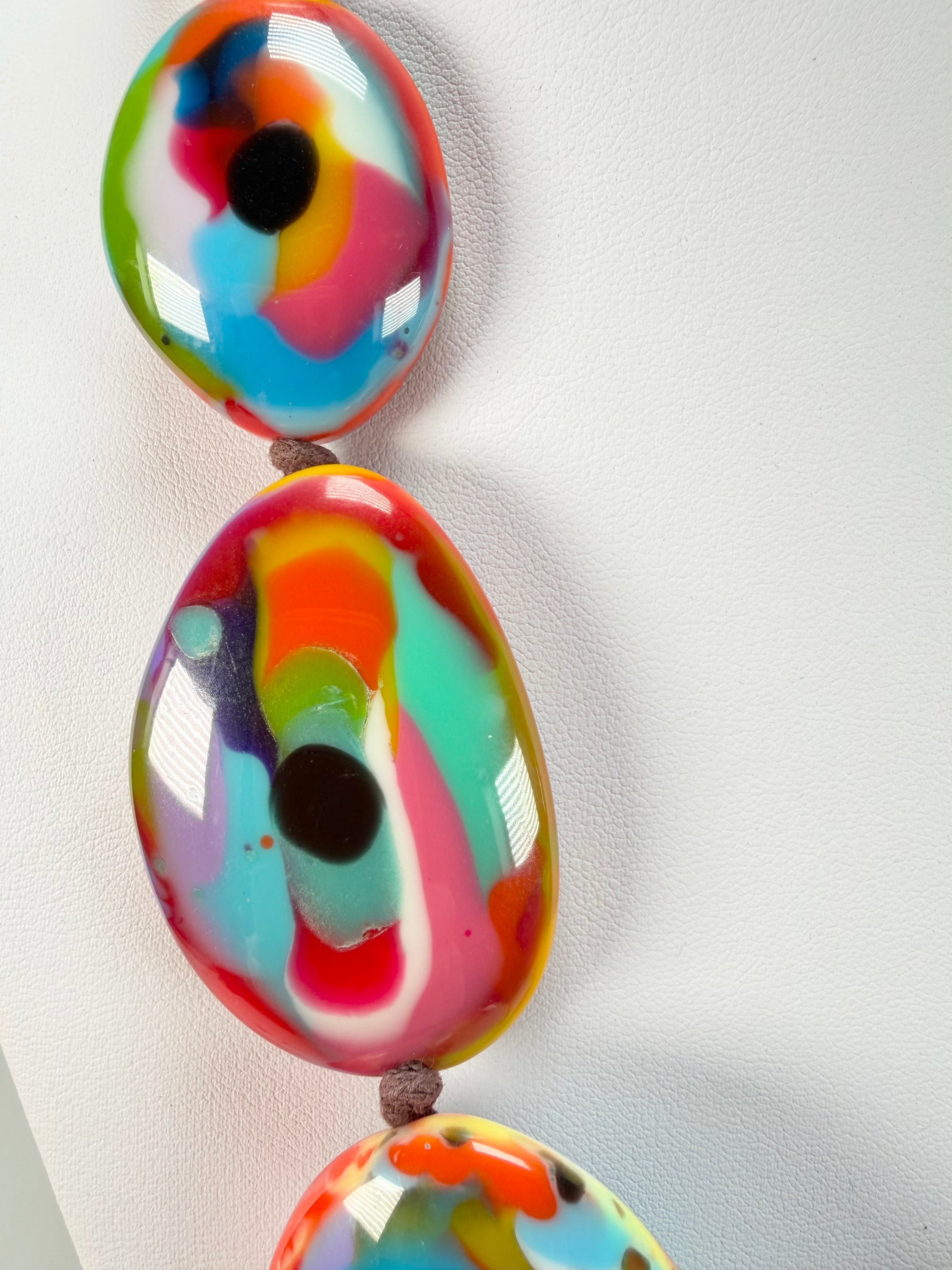 Jackie Brazil "Kandinsky" Long Flat Riverstones 65cm Necklace ( N3700 )