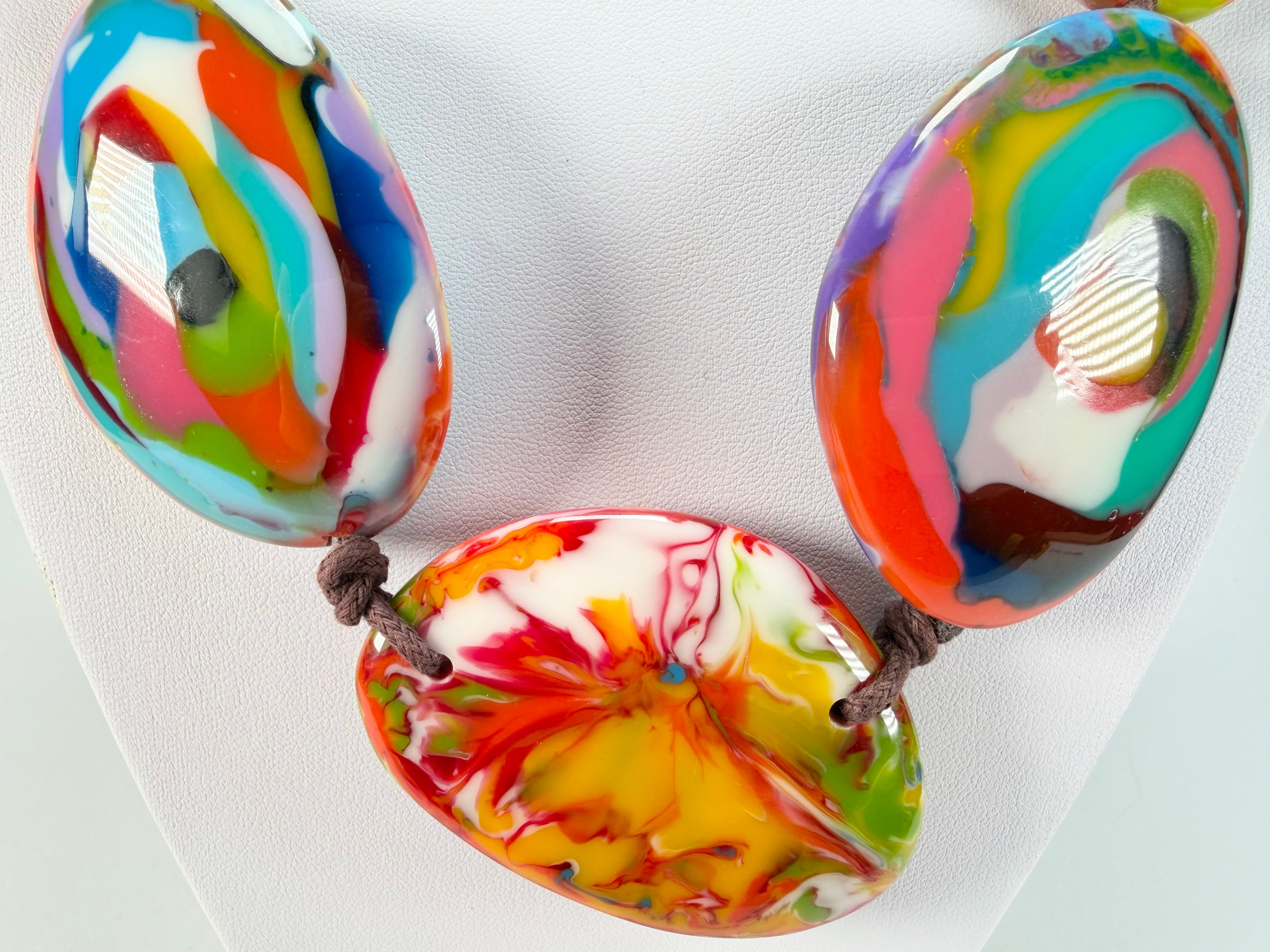 Jackie Brazil "Kandinsky" Long Flat Riverstones 65cm Necklace ( N3700 )