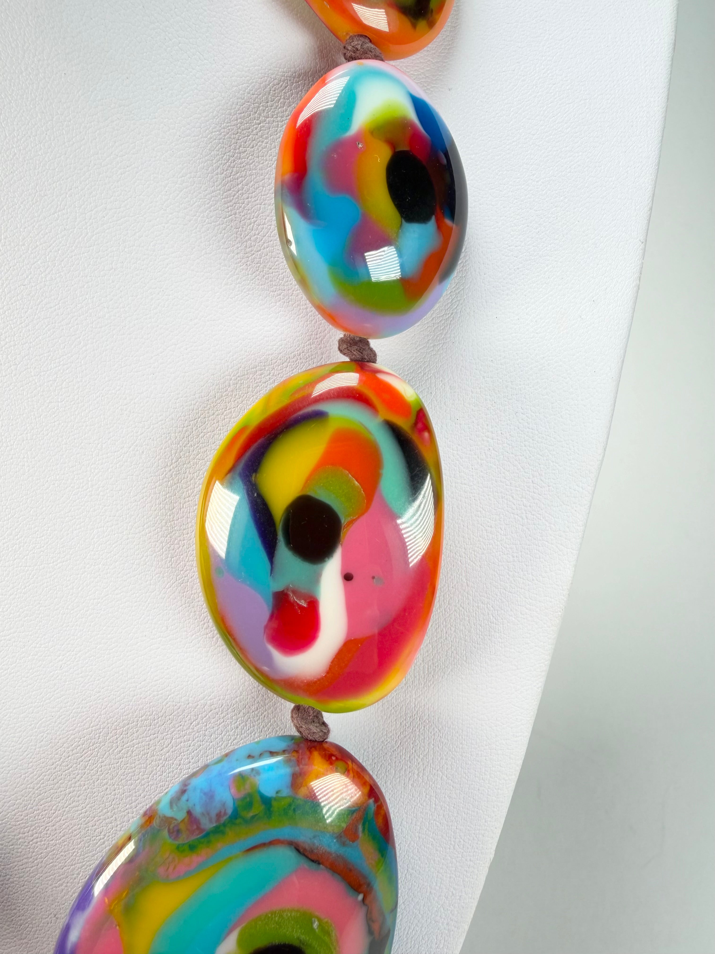 Jackie Brazil "Kandinsky" Long Flat Riverstones 65cm Necklace ( N3700 )