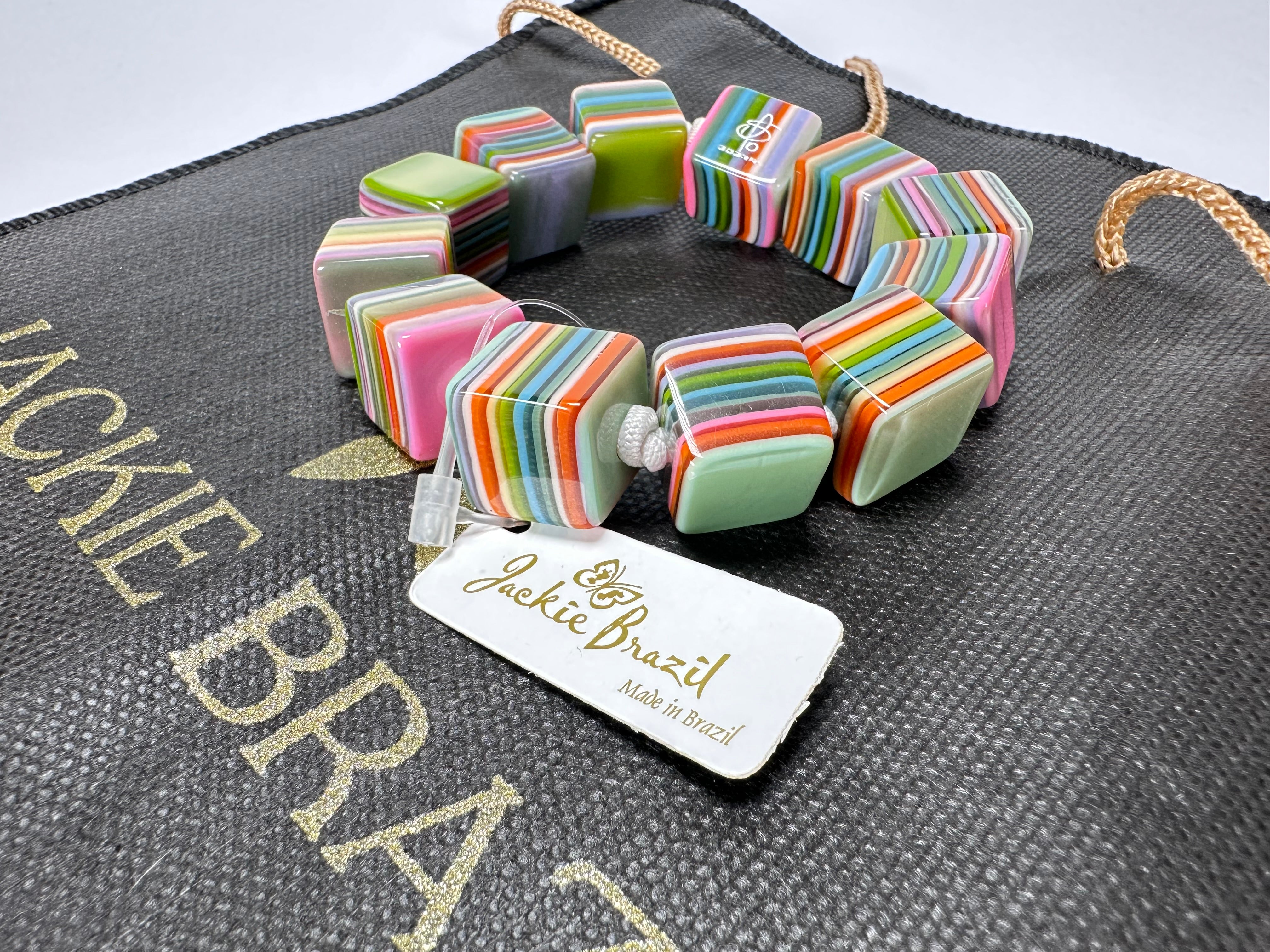 Jackie Brazil "POP" Liquorice Spring Mix Small Cubes Bracelet ( B0224 )